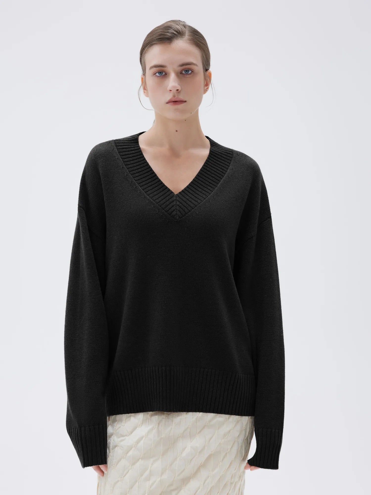 Cashmere Oversized V Neck Sweater
