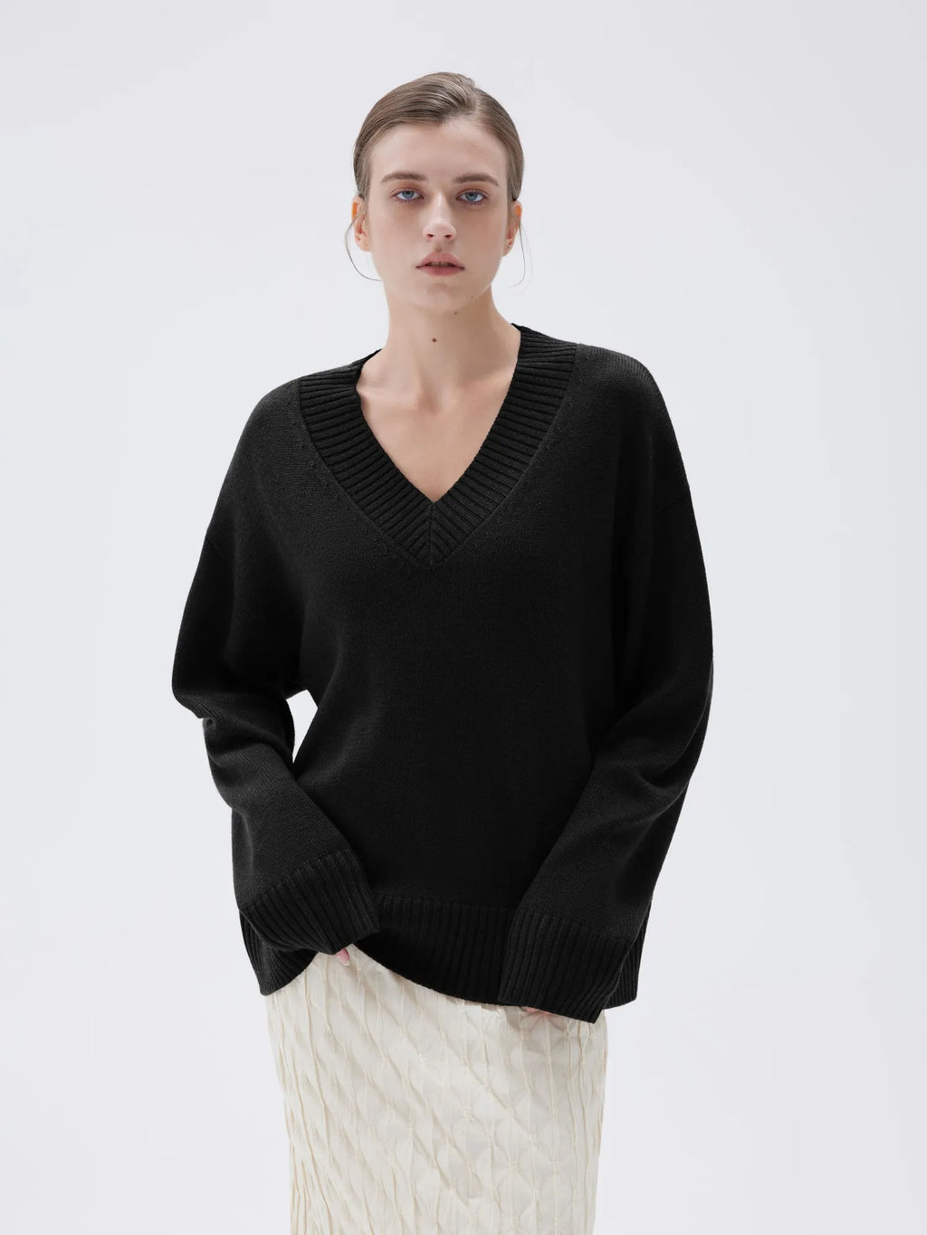 Cashmere Oversized V Neck Sweater