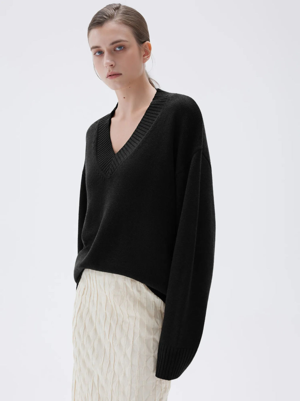 Cashmere Oversized V Neck Sweater