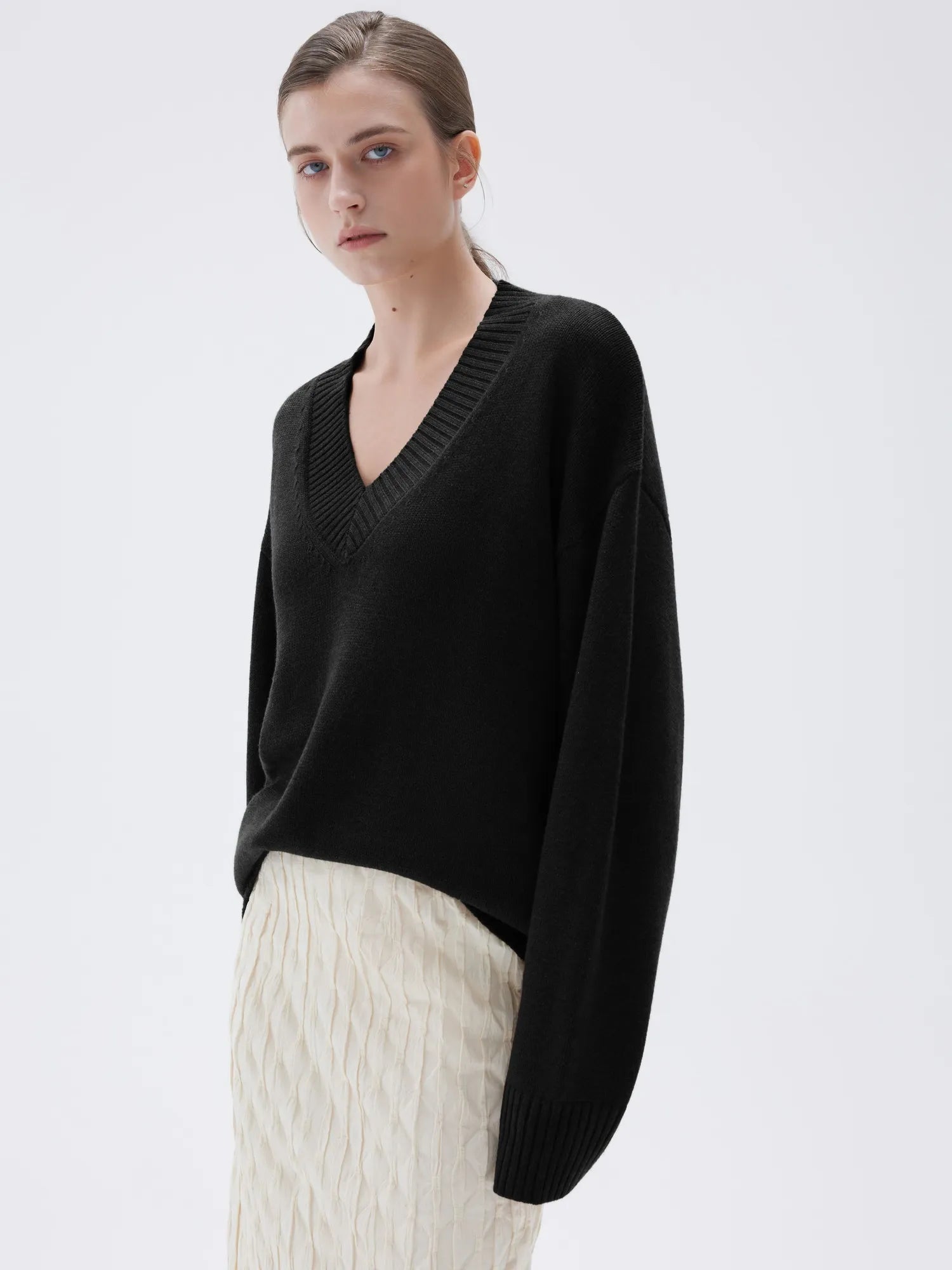 Cashmere Oversized V Neck Sweater