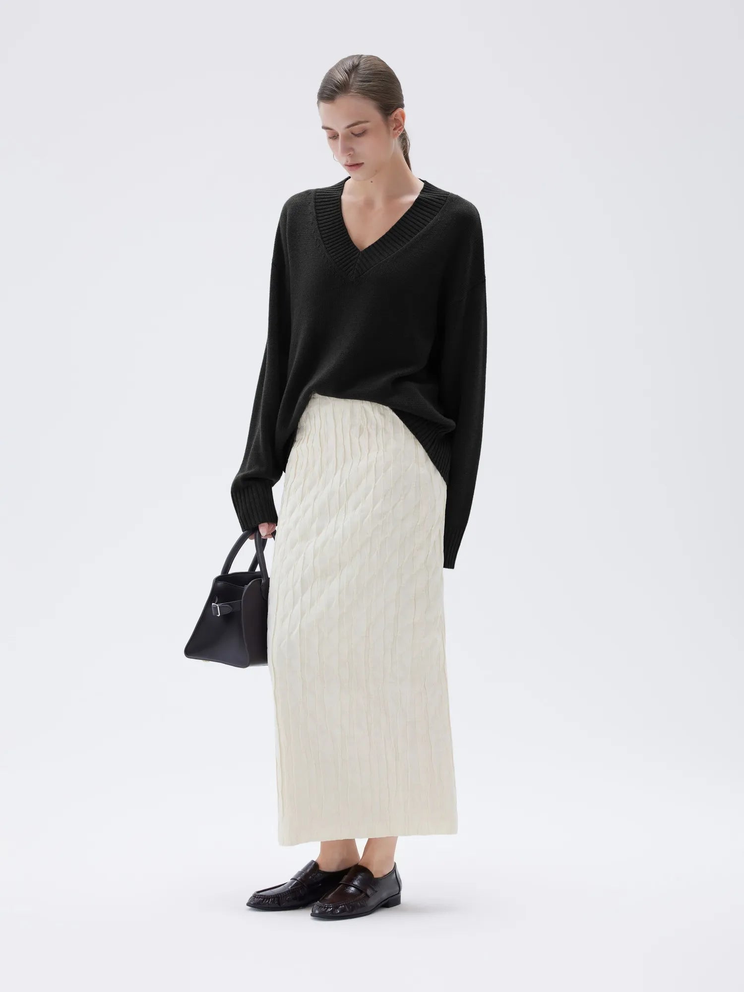 Cashmere Oversized V Neck Sweater