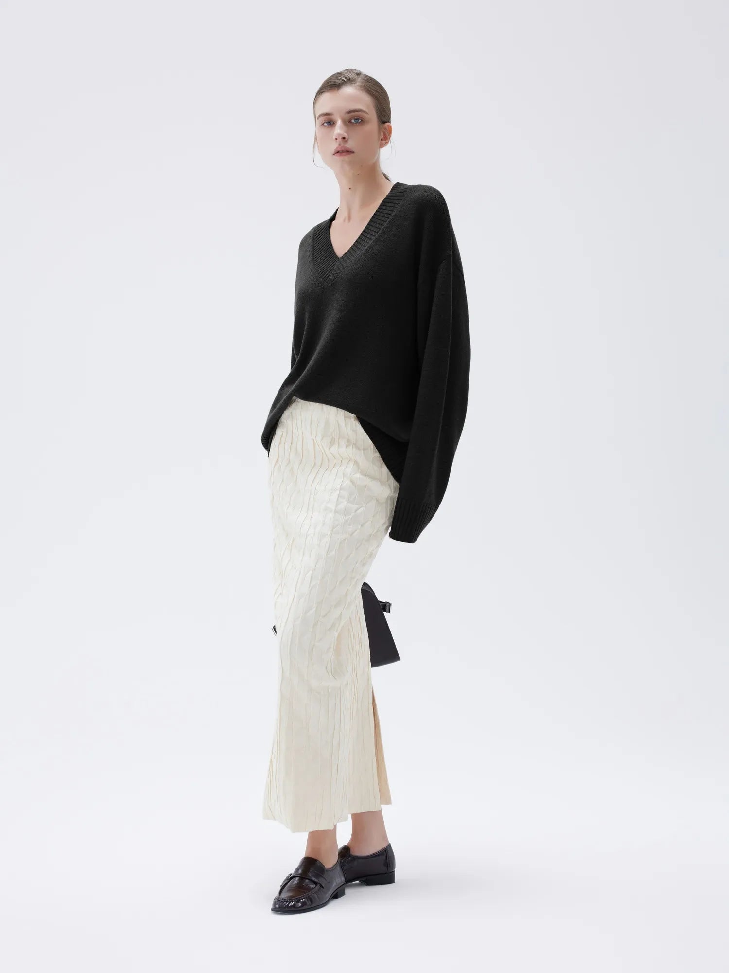 Cashmere Oversized V Neck Sweater