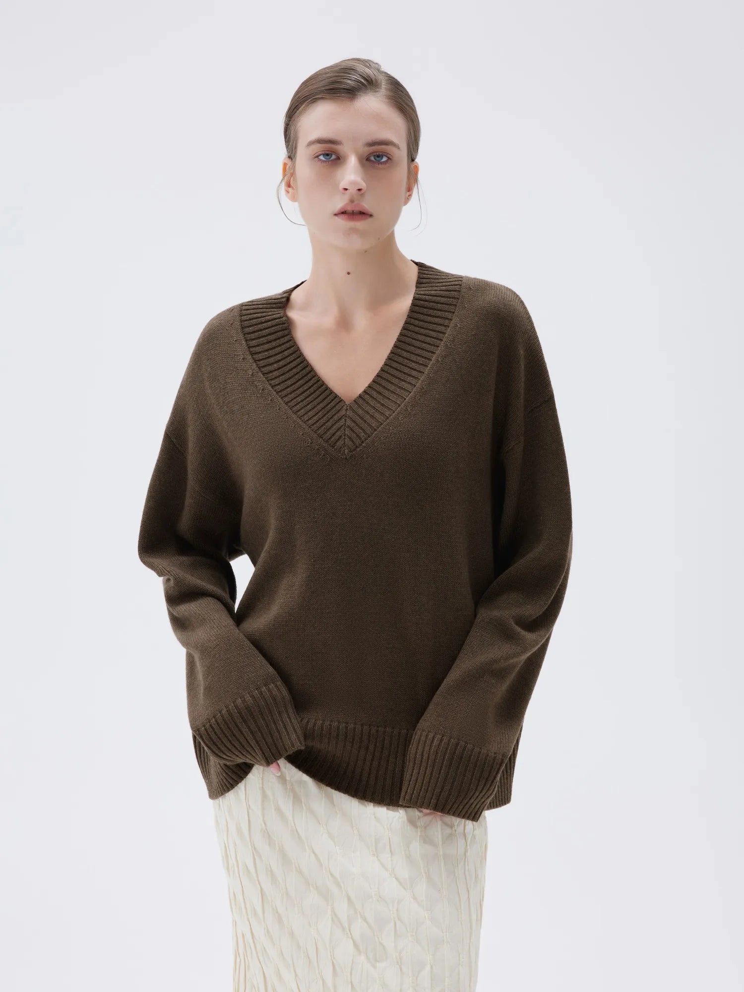 Cashmere Oversized V Neck Sweater