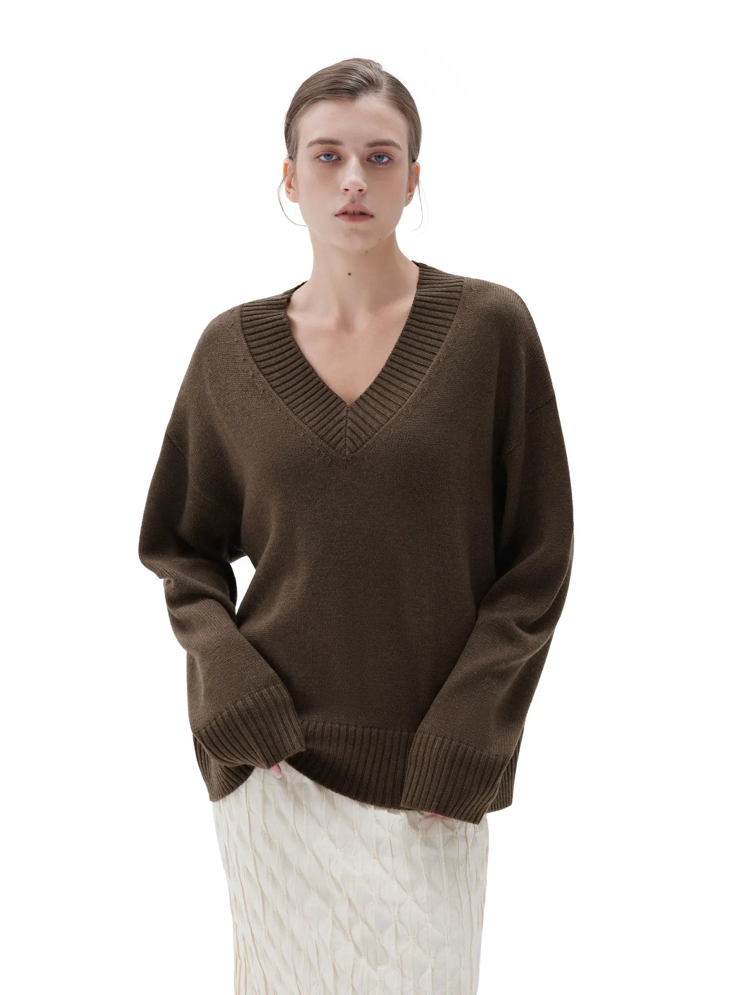 Cashmere Oversized V Neck Sweater