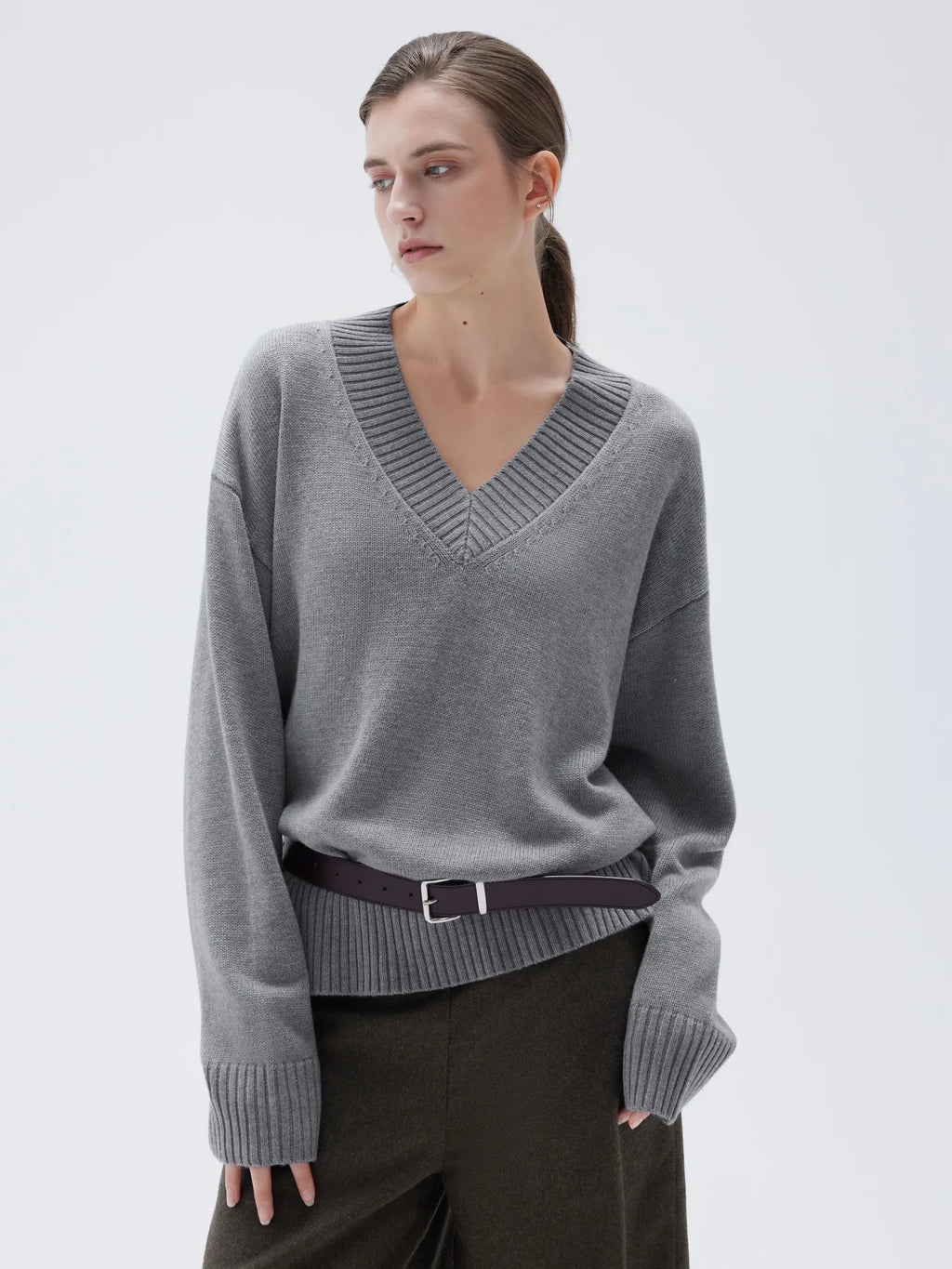 Cashmere Oversized V Neck Sweater