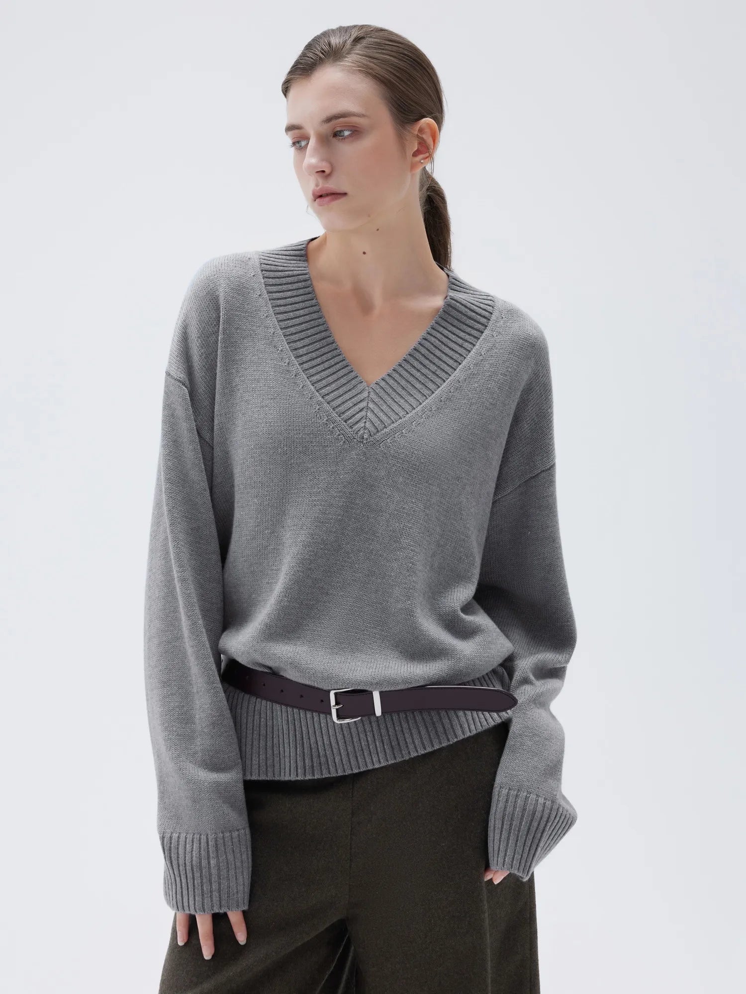 Cashmere Oversized V Neck Sweater