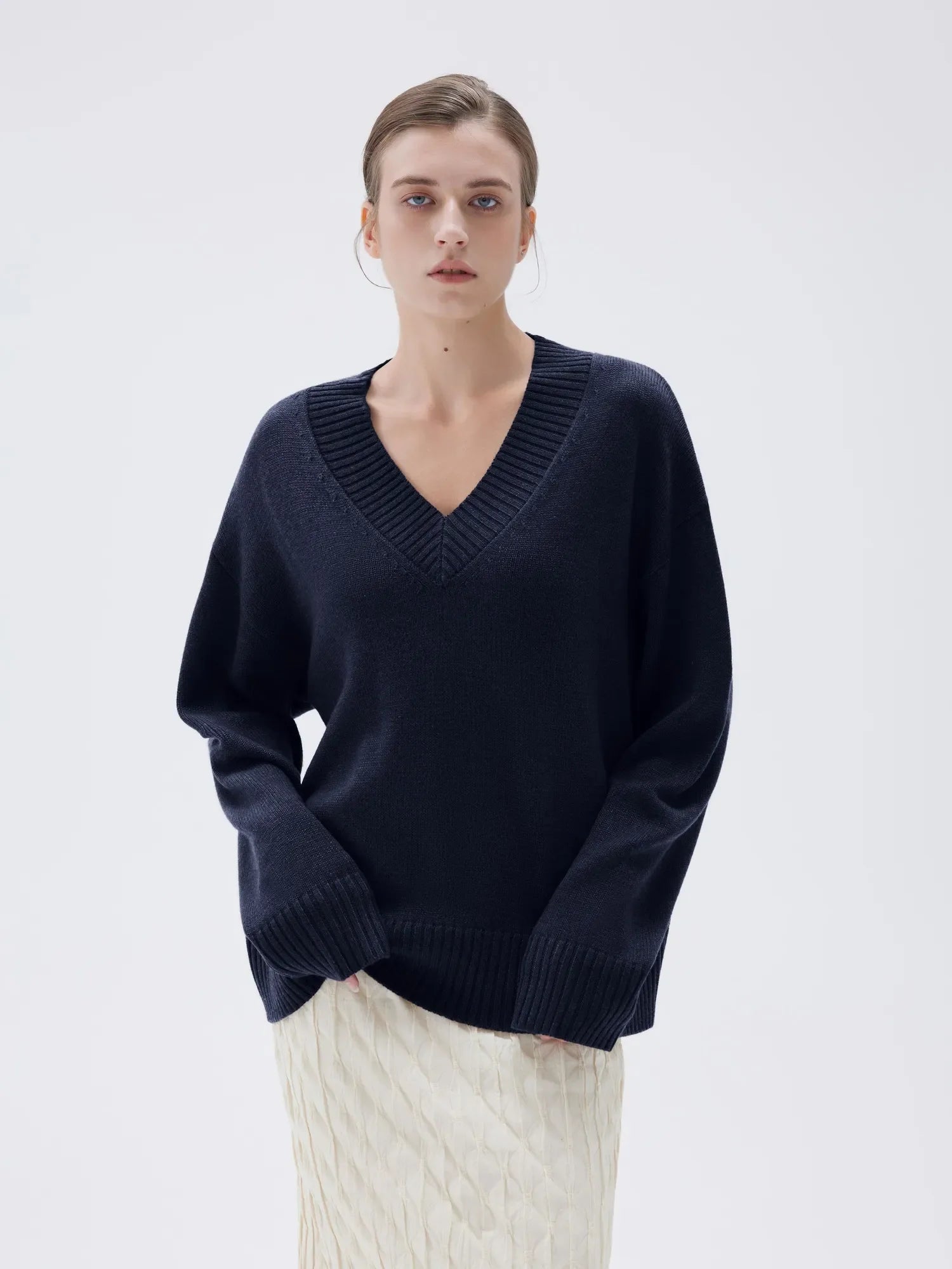 Cashmere Oversized V Neck Sweater