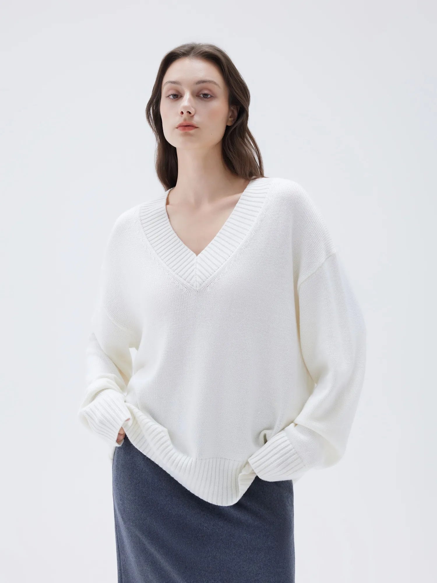 Cashmere Oversized V Neck Sweater