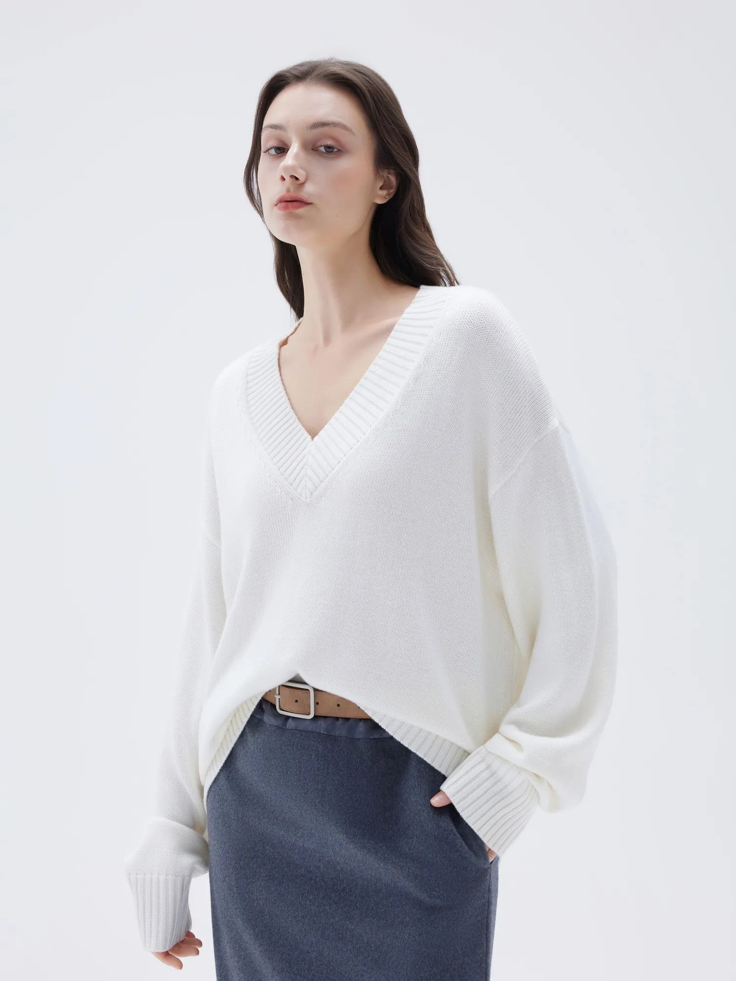 Cashmere Oversized V Neck Sweater