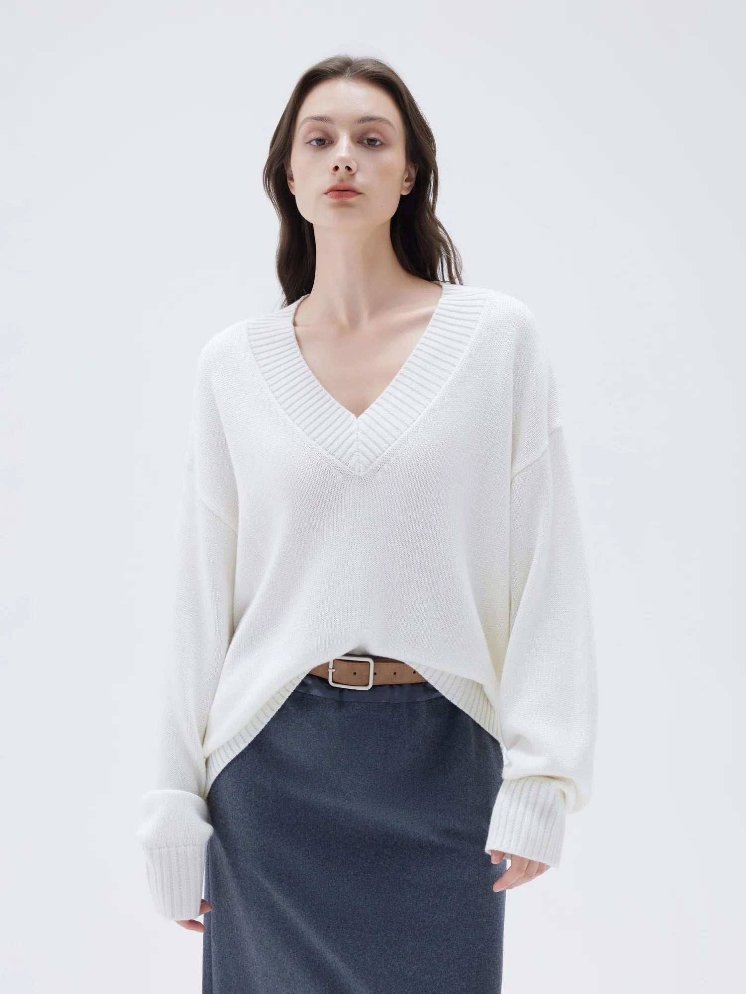 Cashmere Oversized V Neck Sweater