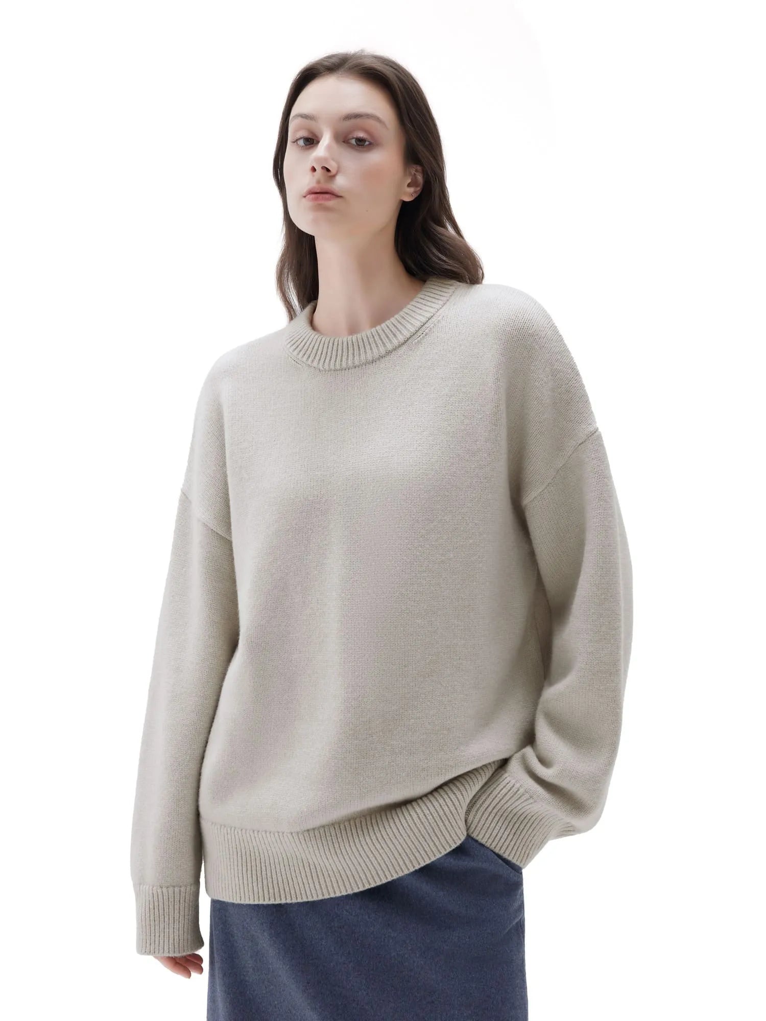 Cashmere Oversized Crew Neck Sweater