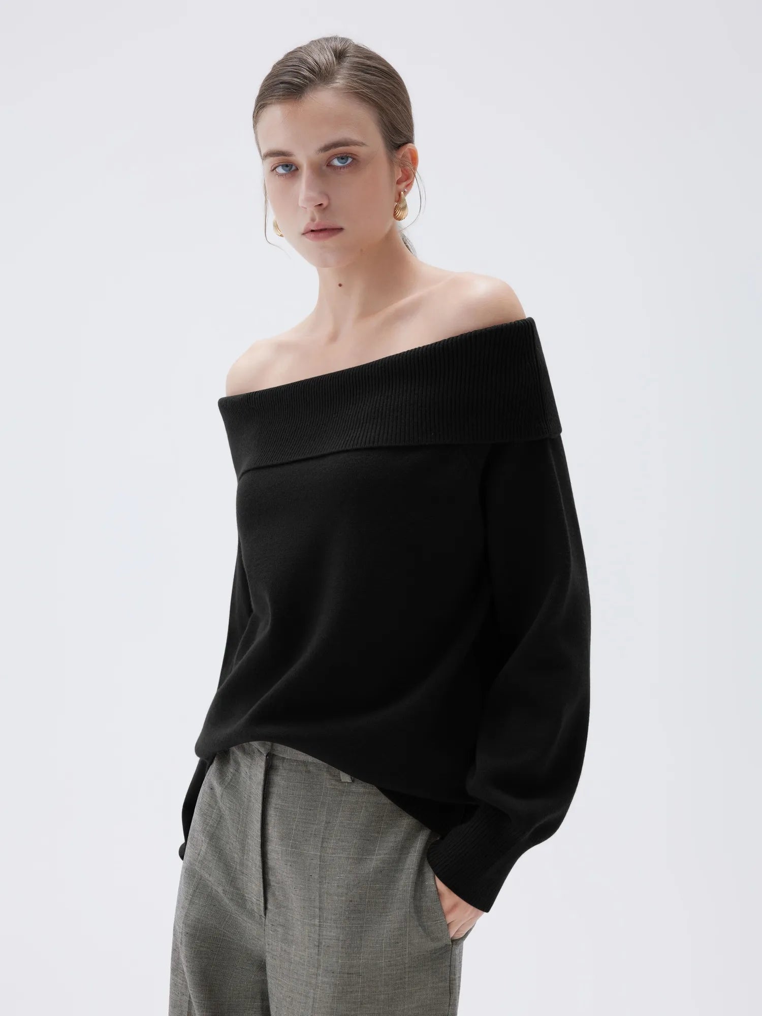 Cashmere Oversized Off Shoulder Sweater