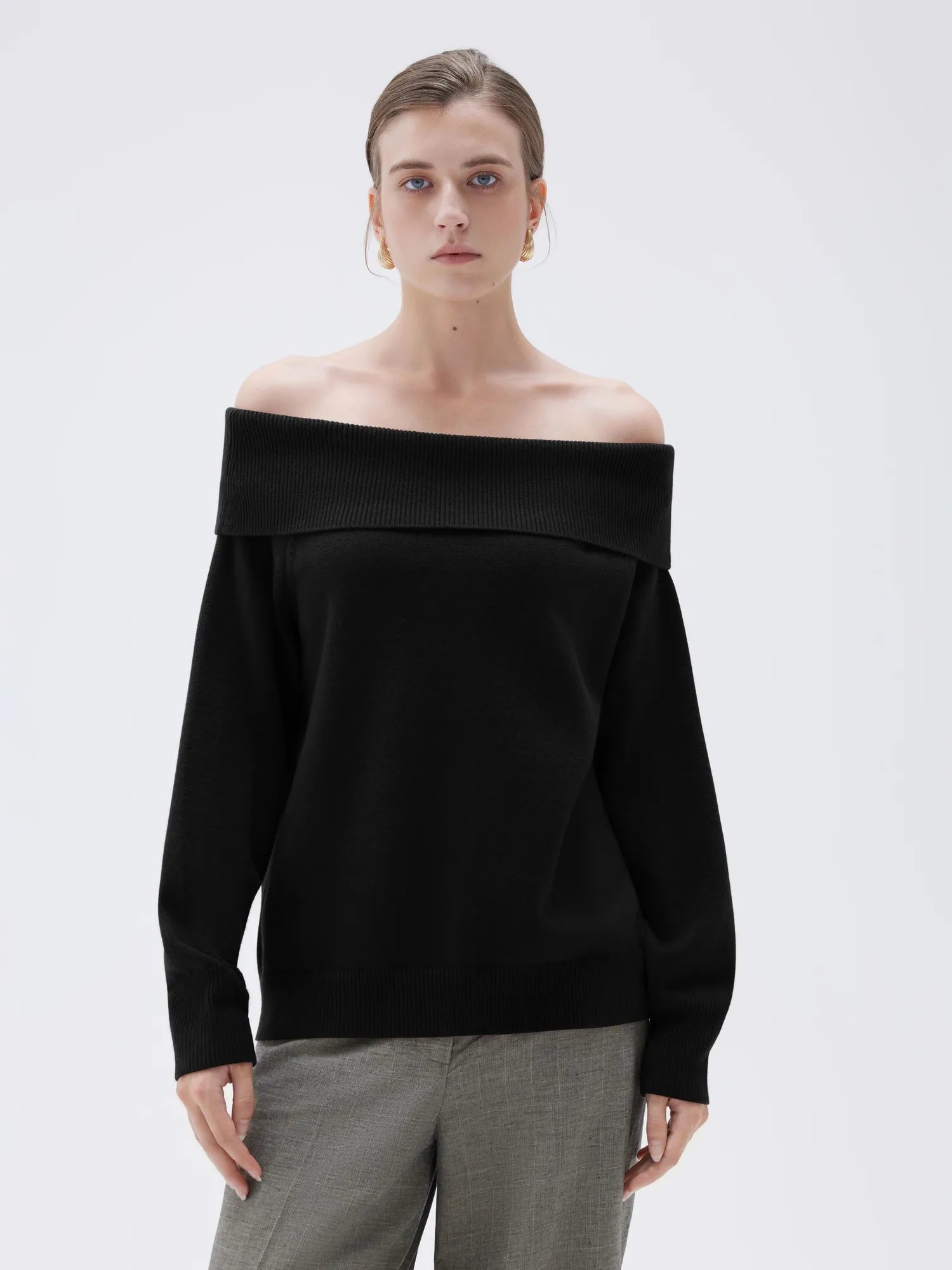 Cashmere Oversized Off Shoulder Sweater