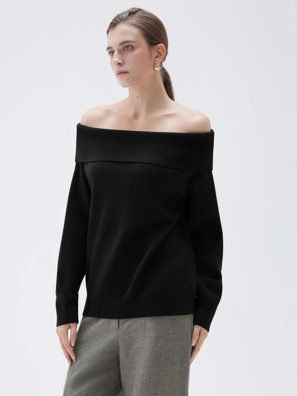 Cashmere Oversized Off Shoulder Sweater