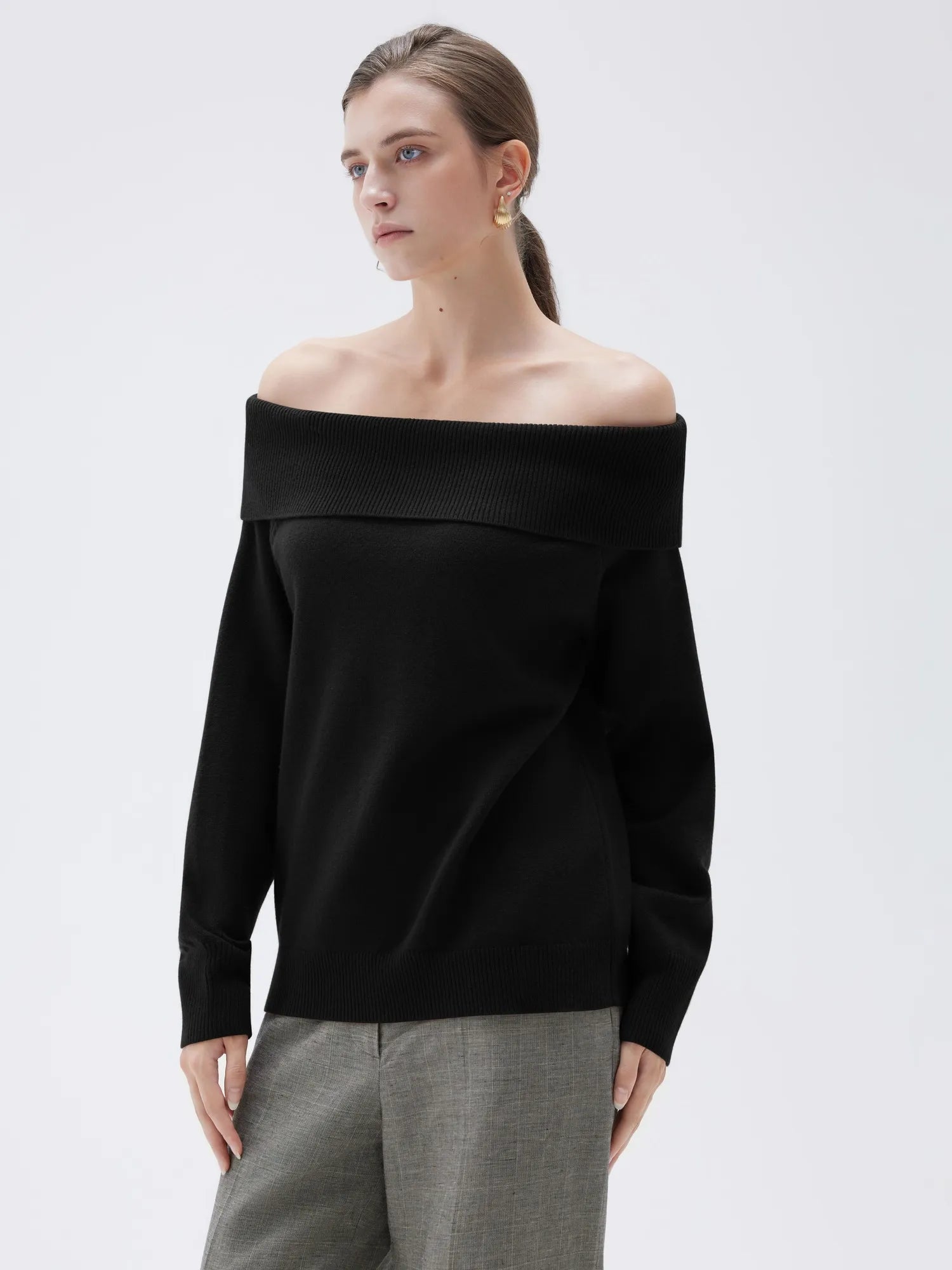 Cashmere Oversized Off Shoulder Sweater