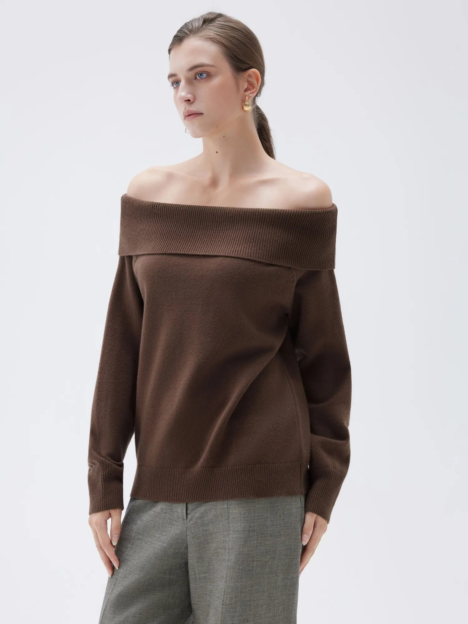 Cashmere Oversized Off Shoulder Sweater
