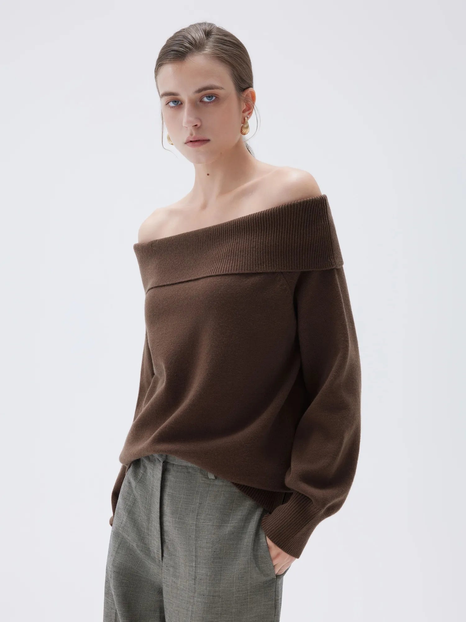 Cashmere Oversized Off Shoulder Sweater