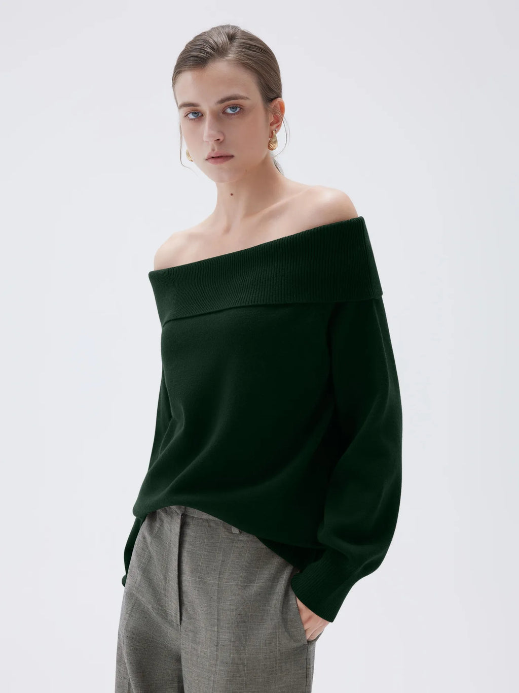 Cashmere Oversized Off Shoulder Sweater