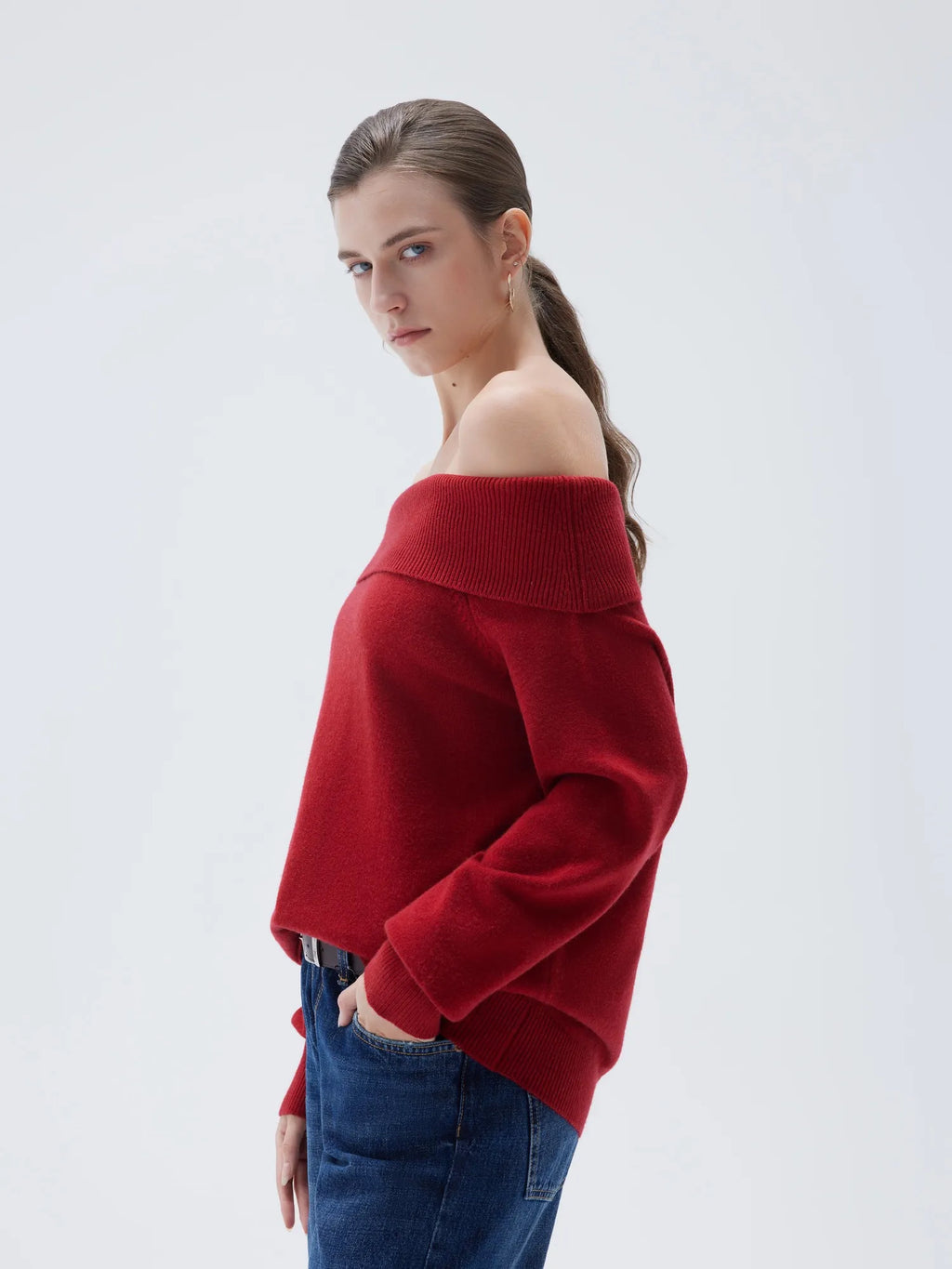 Cashmere Oversized Off Shoulder Sweater
