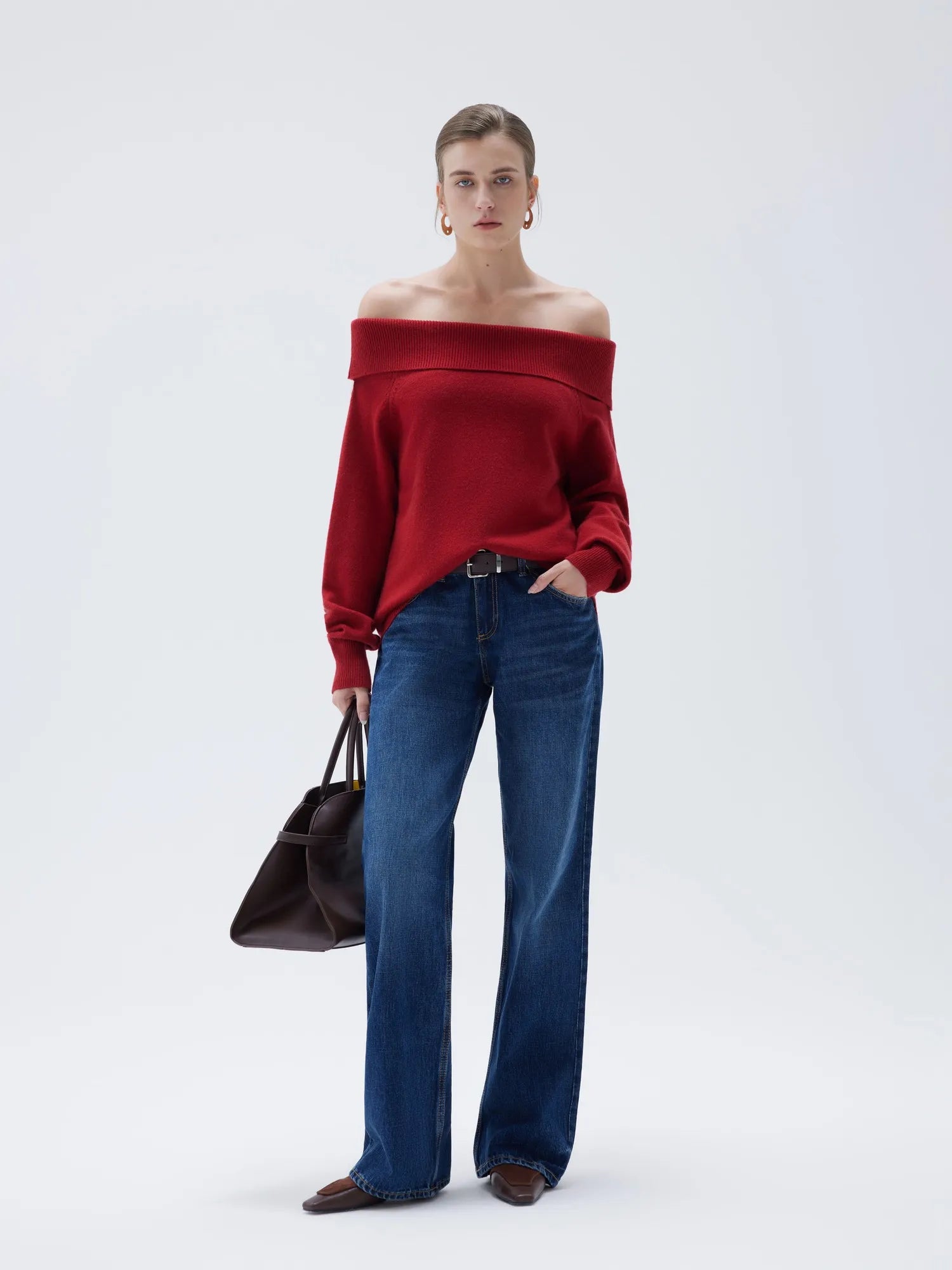 Cashmere Oversized Off Shoulder Sweater