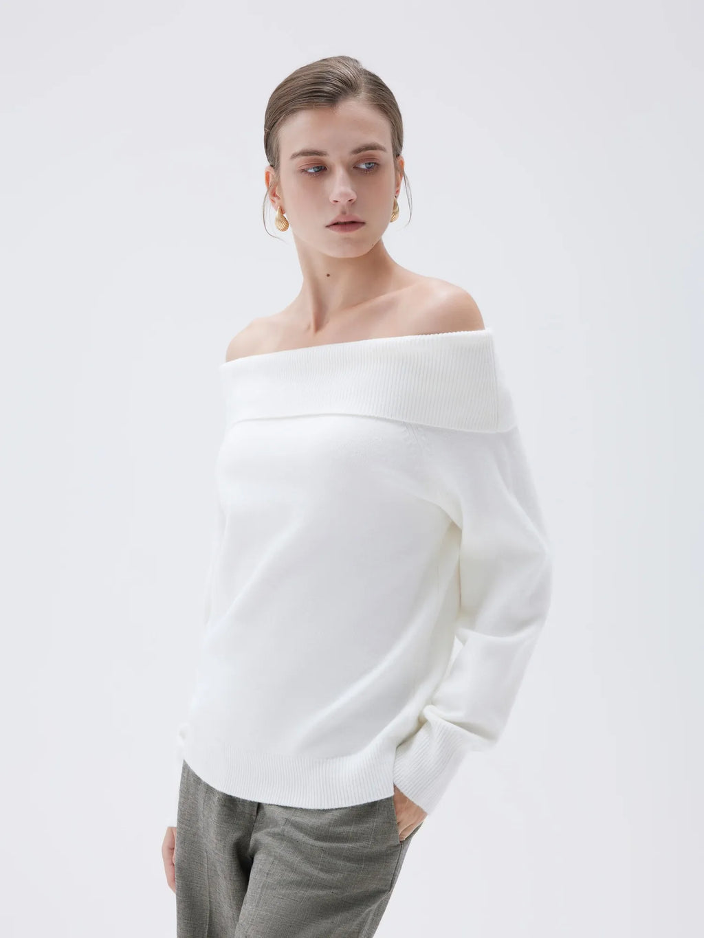 Cashmere Oversized Off Shoulder Sweater