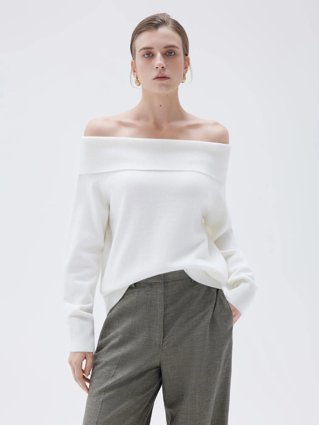 Cashmere Oversized Off Shoulder Sweater