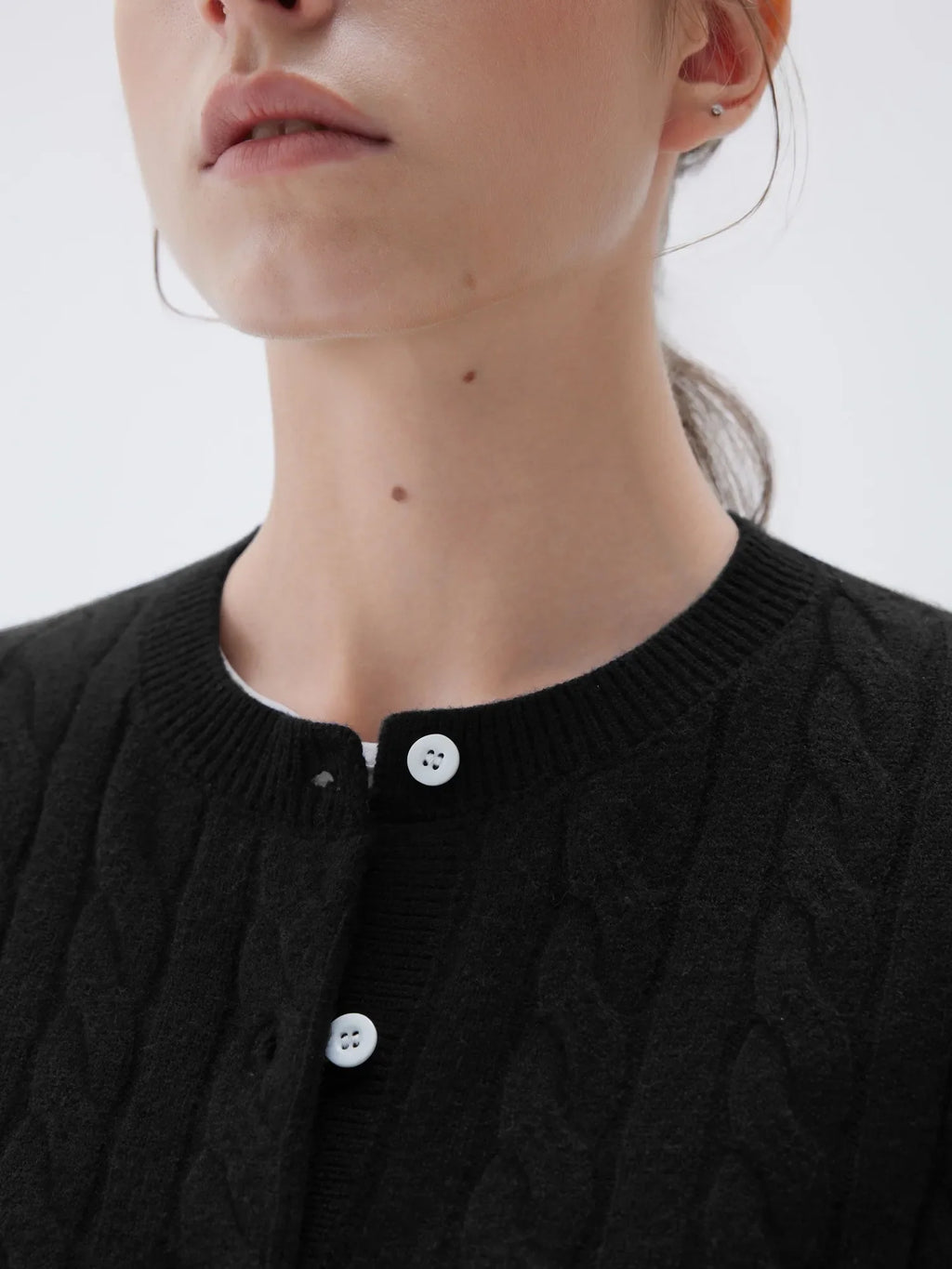Cashmere Button Up Cable Sweater