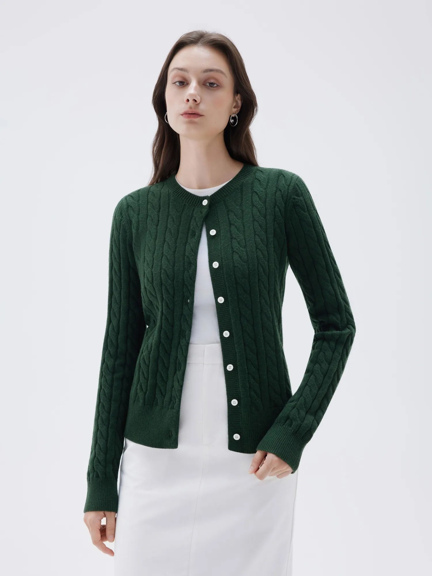 Cashmere Button Up Cable Sweater