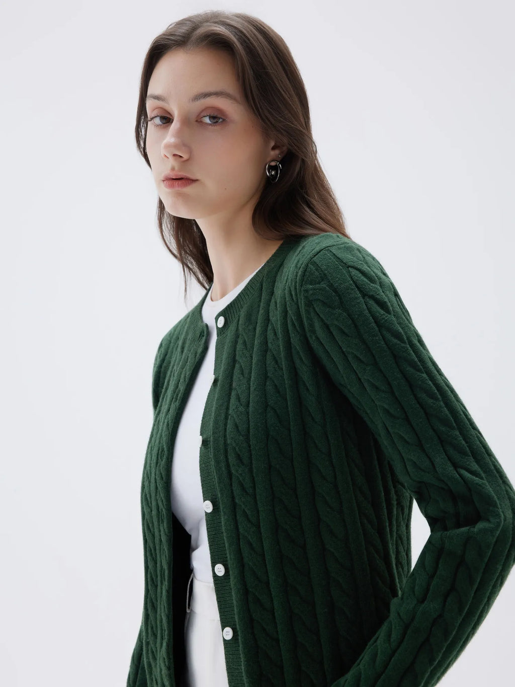 Cashmere Button Up Cable Sweater