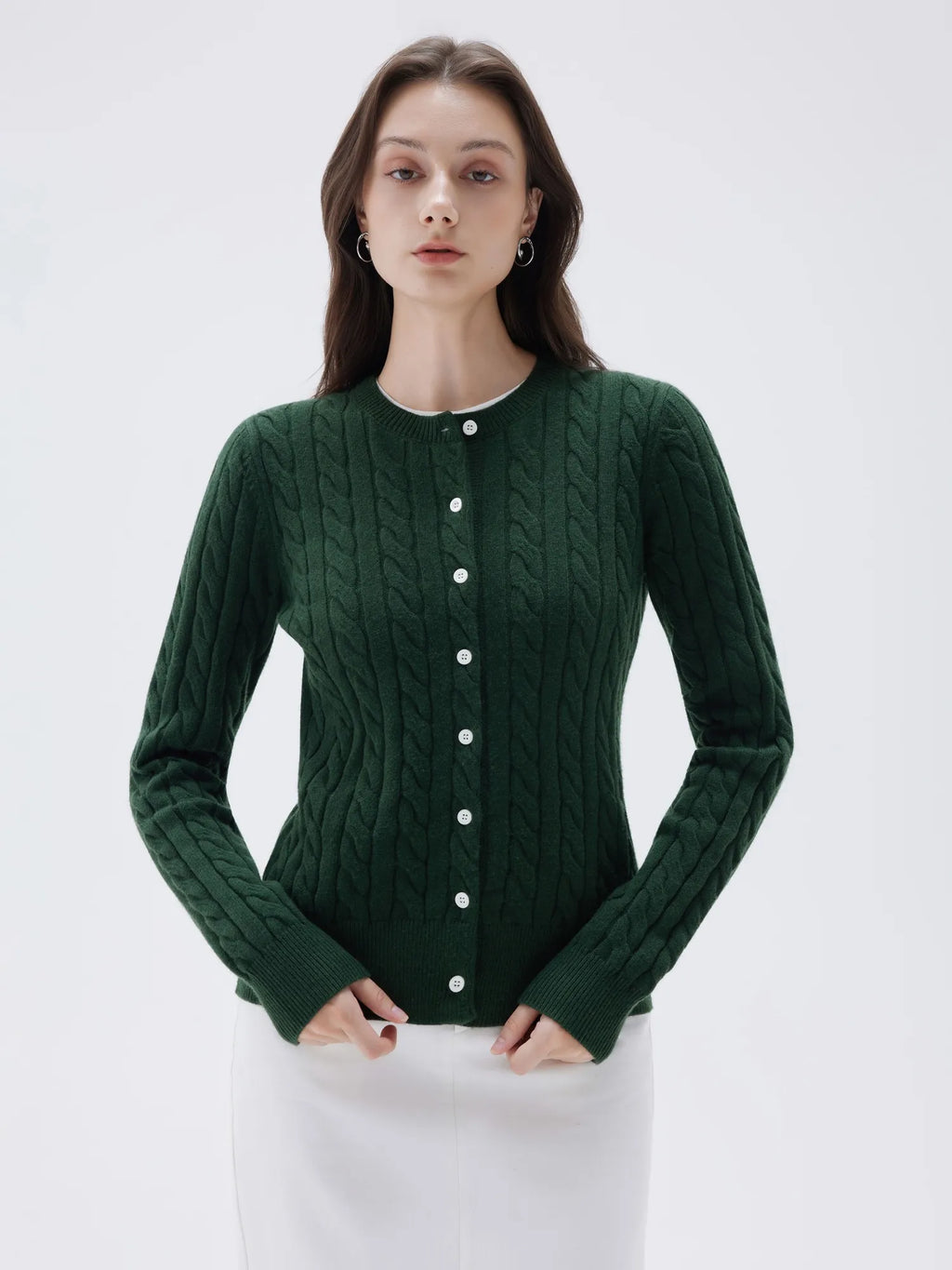 Cashmere Button Up Cable Sweater