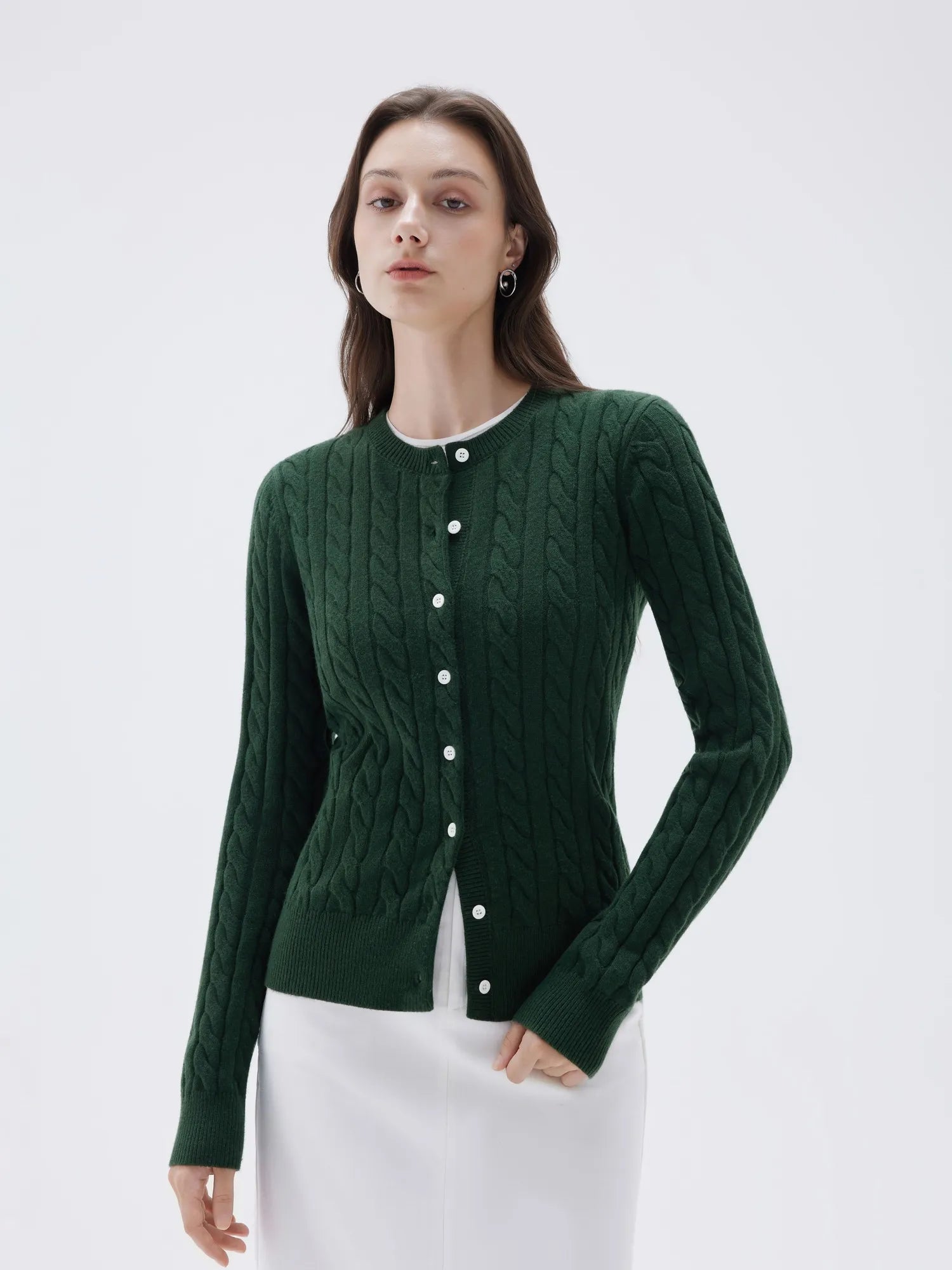 Cashmere Button Up Cable Sweater