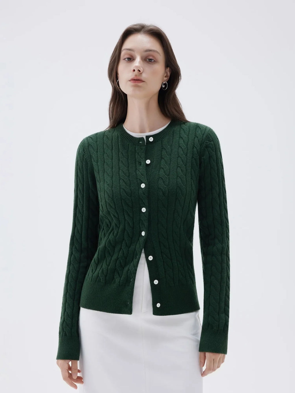 Cashmere Button Up Cable Sweater