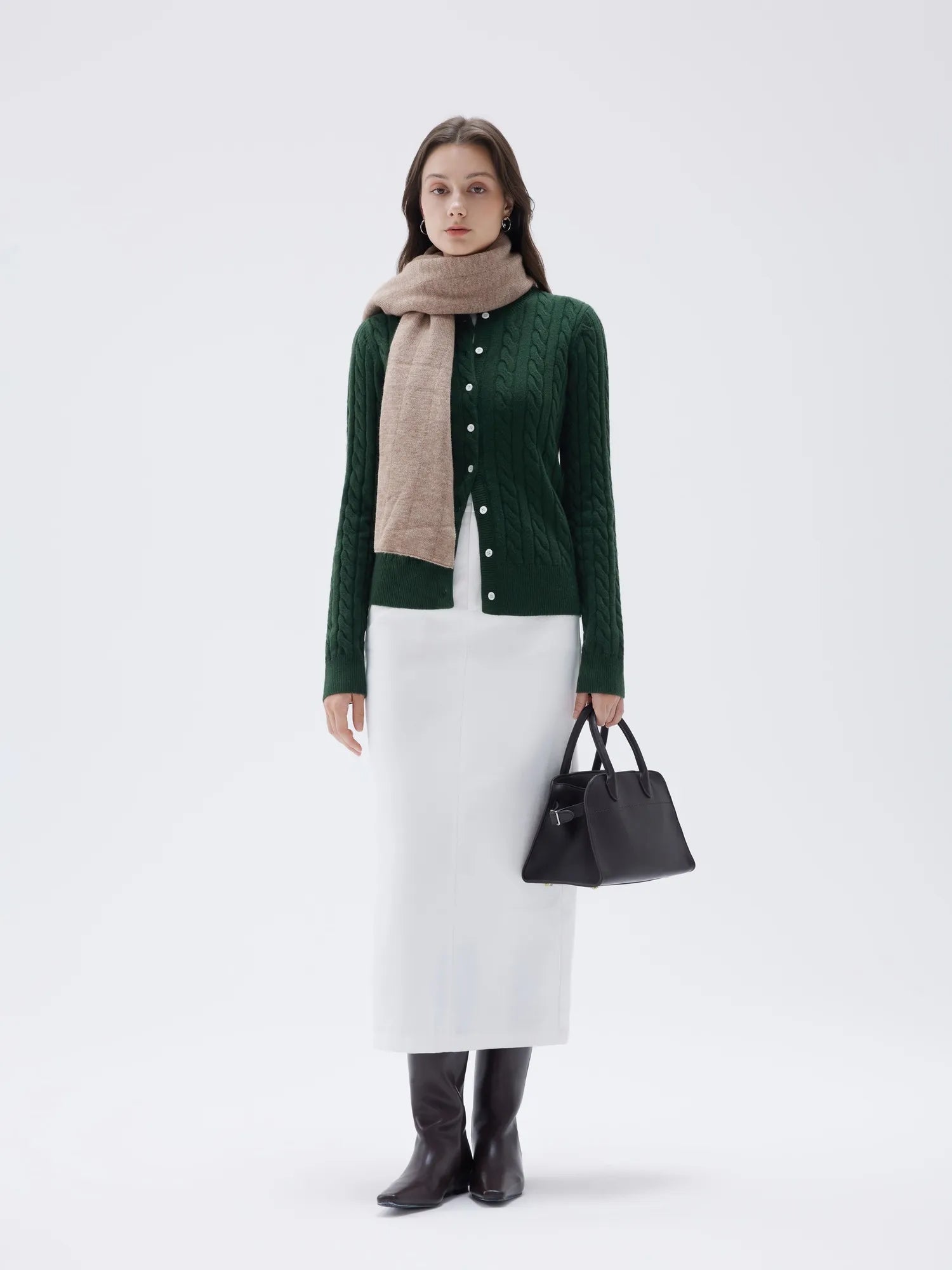 Cashmere Button Up Cable Sweater