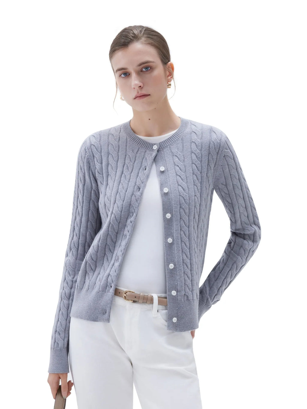 Cashmere Button Up Cable Sweater