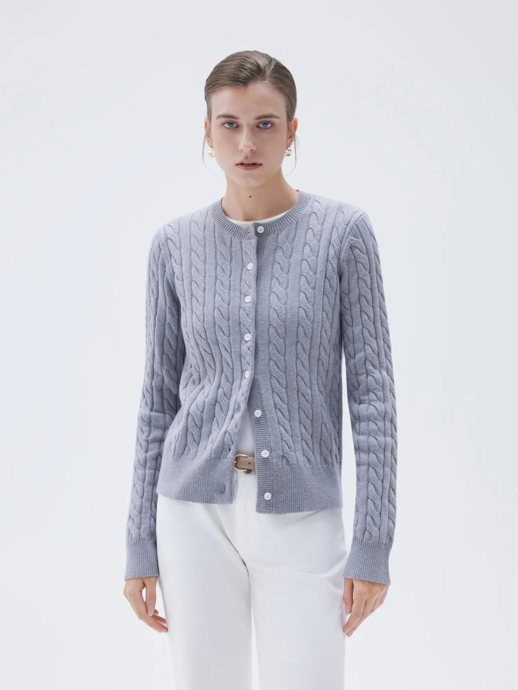 Cashmere Button Up Cable Sweater