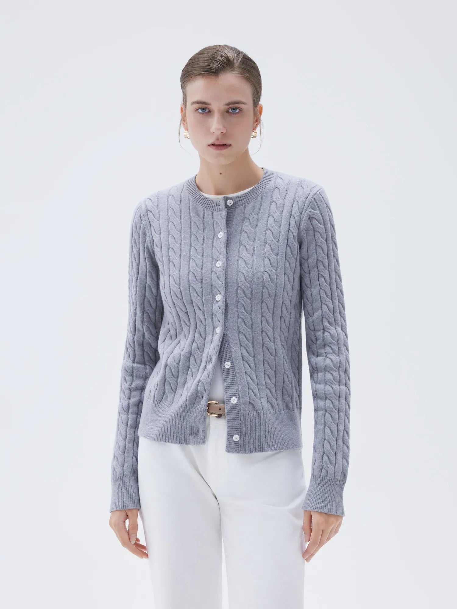 Cashmere Button Up Cable Sweater