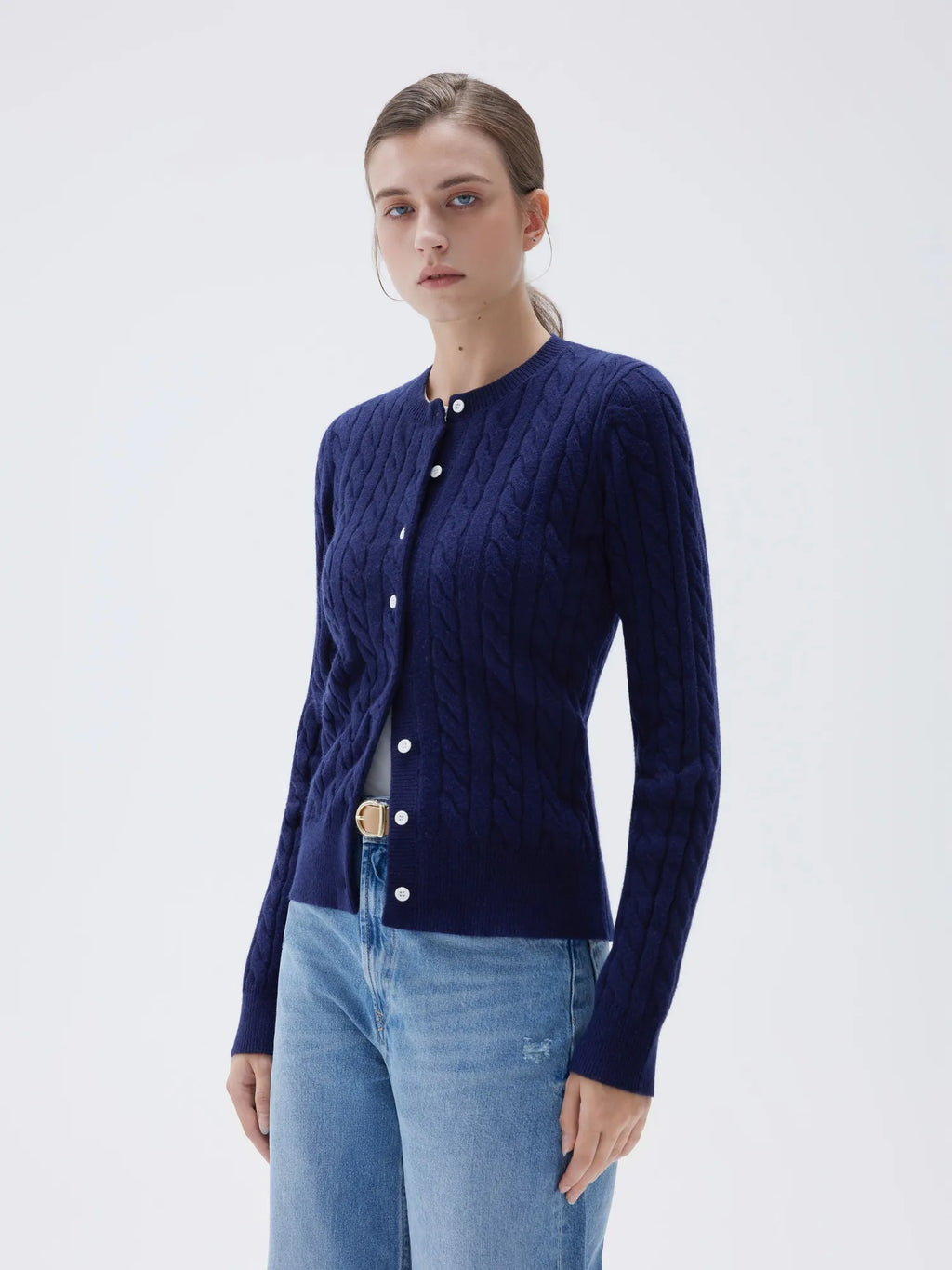 Cashmere Button Up Cable Sweater