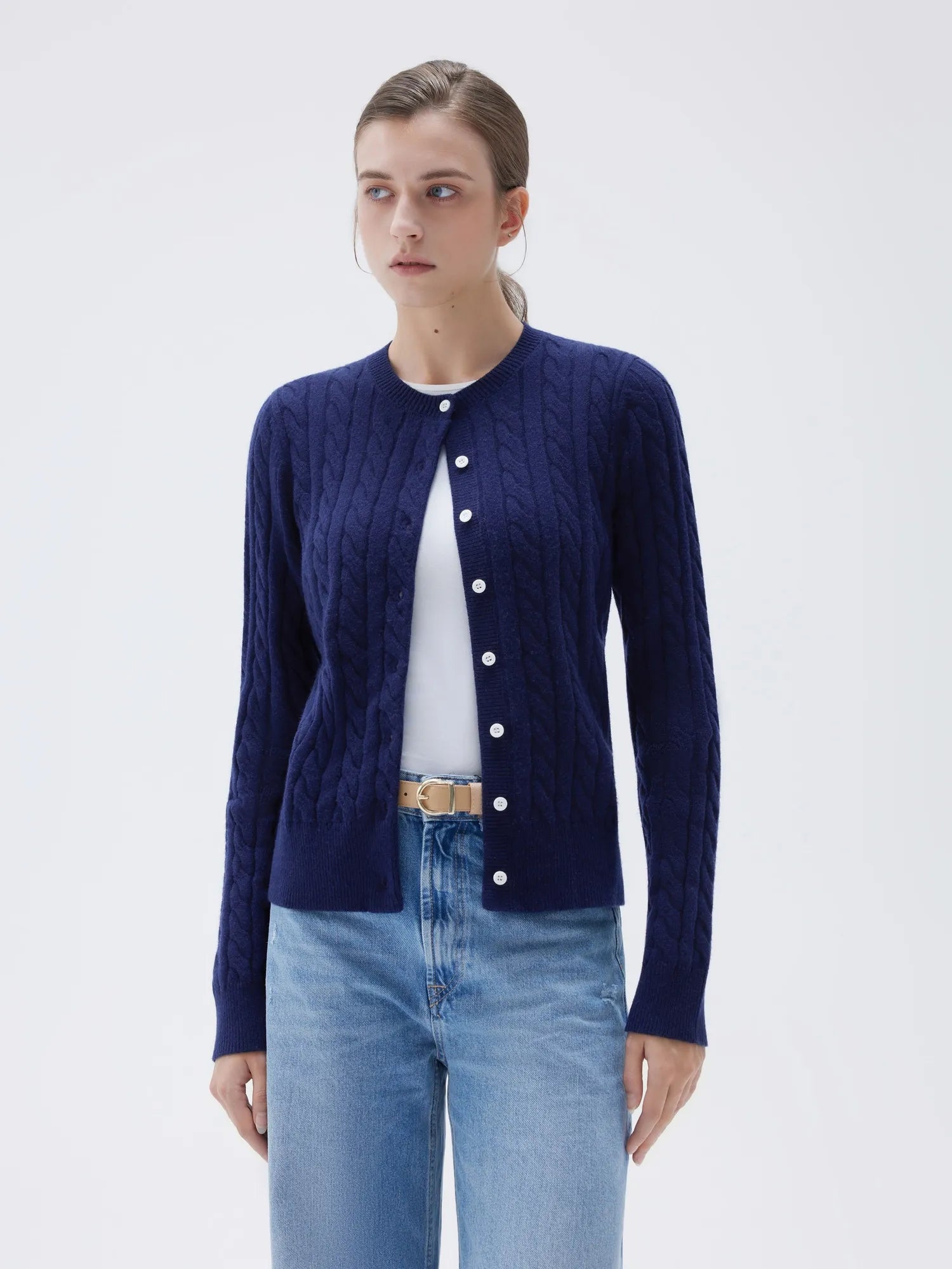 Cashmere Button Up Cable Sweater