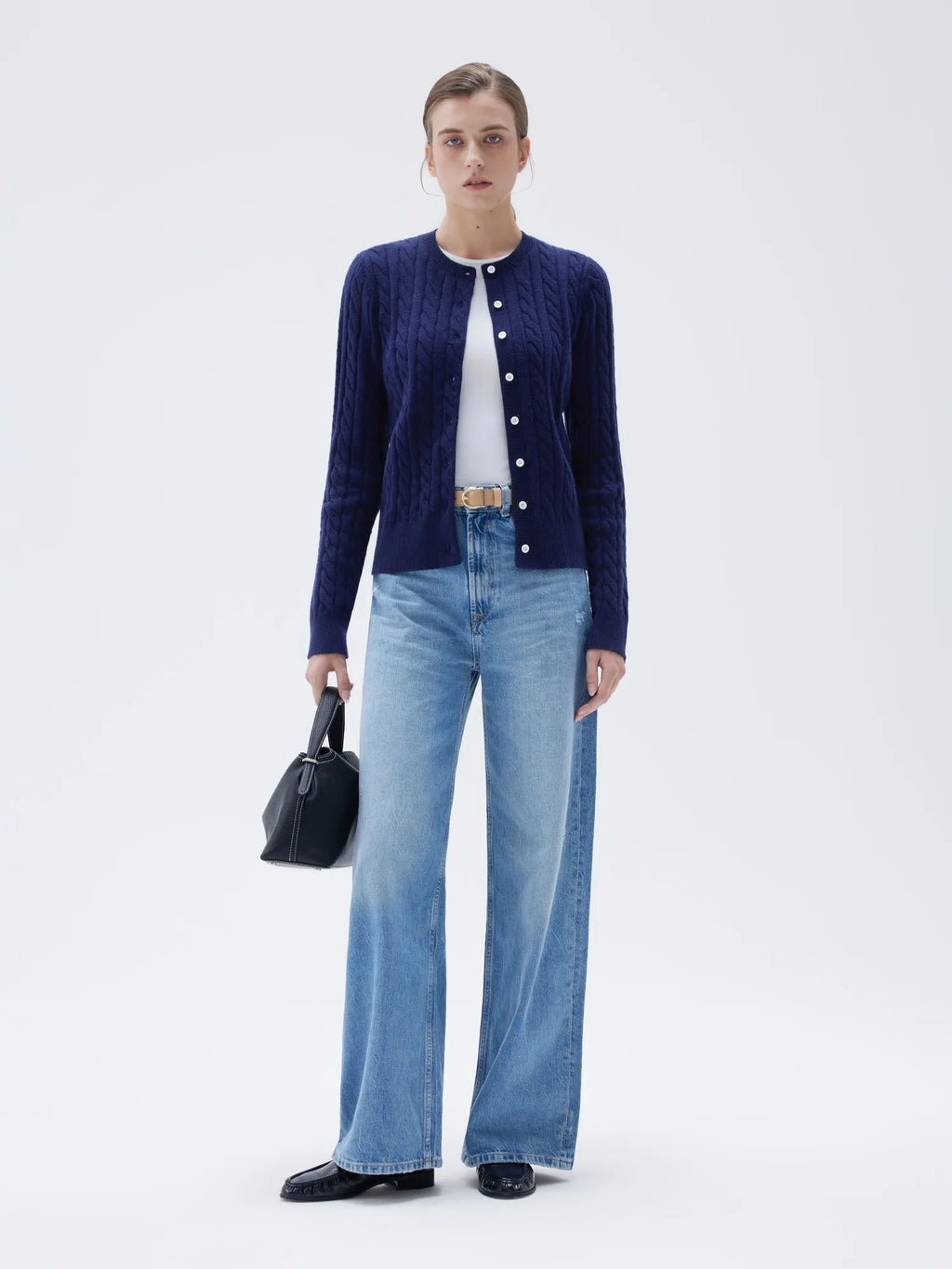 Cashmere Button Up Cable Sweater