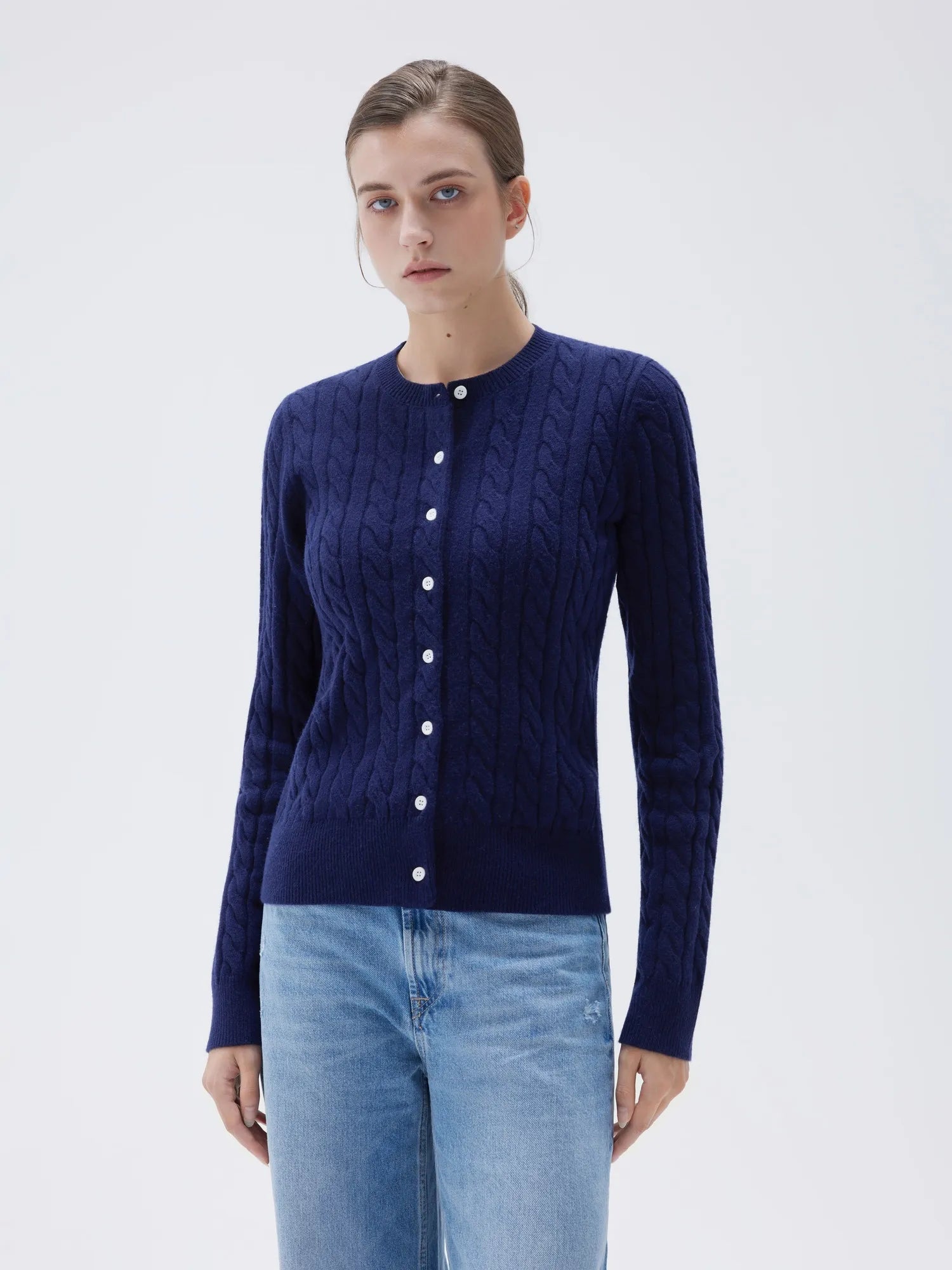 Cashmere Button Up Cable Sweater