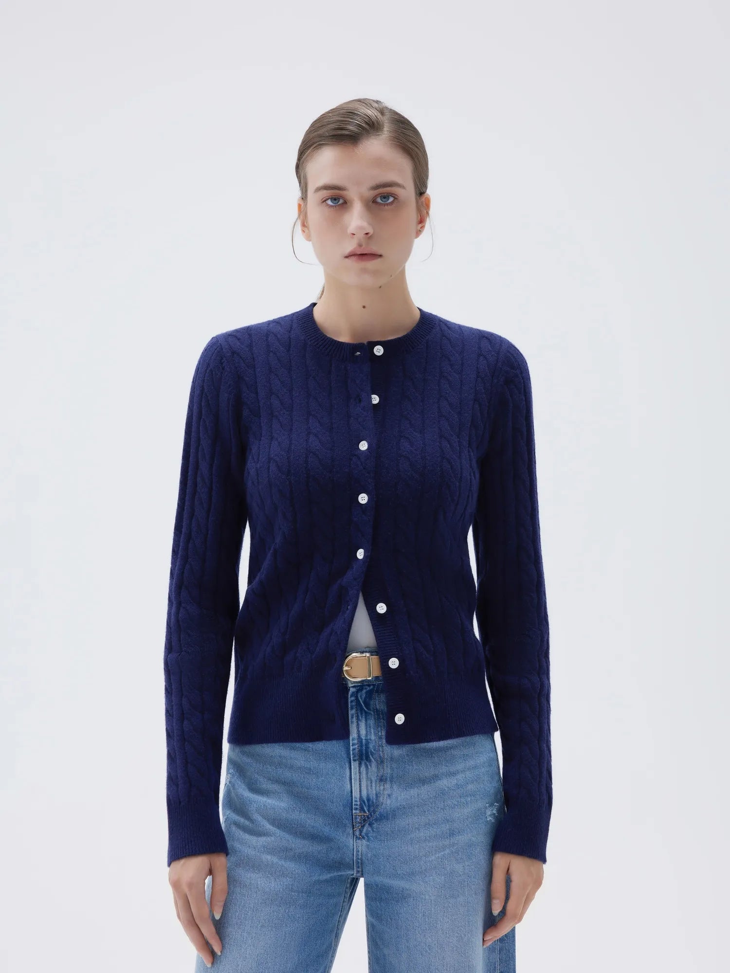 Cashmere Button Up Cable Sweater