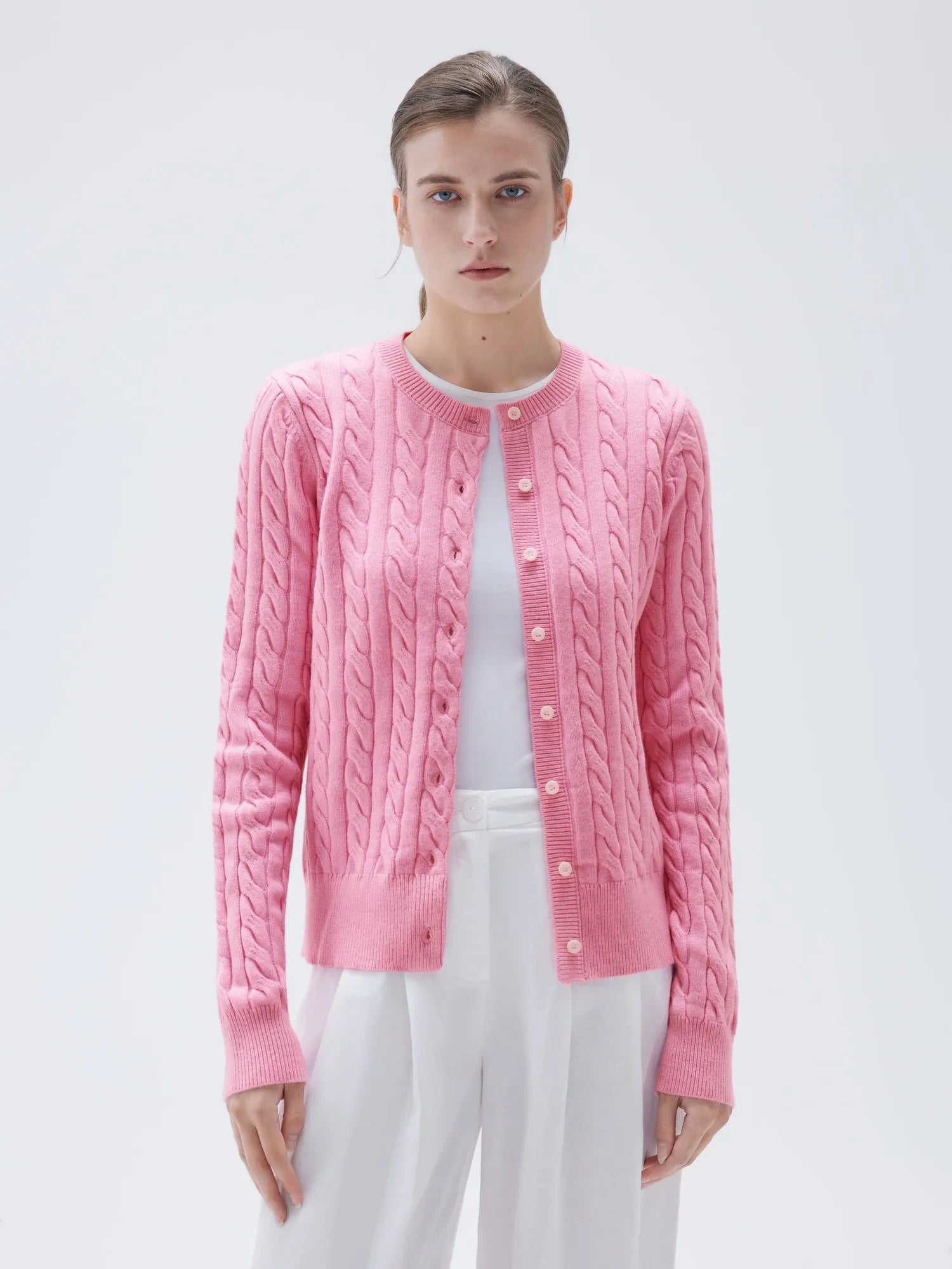 Cashmere Button Up Cable Sweater