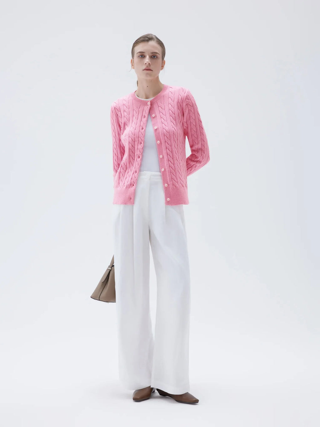 Cashmere Button Up Cable Sweater