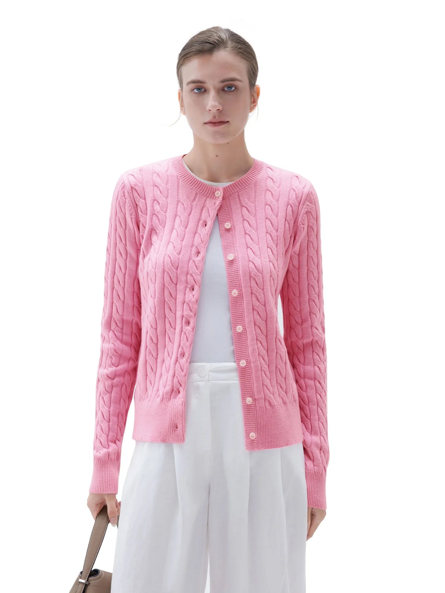 Cashmere Button Up Cable Sweater