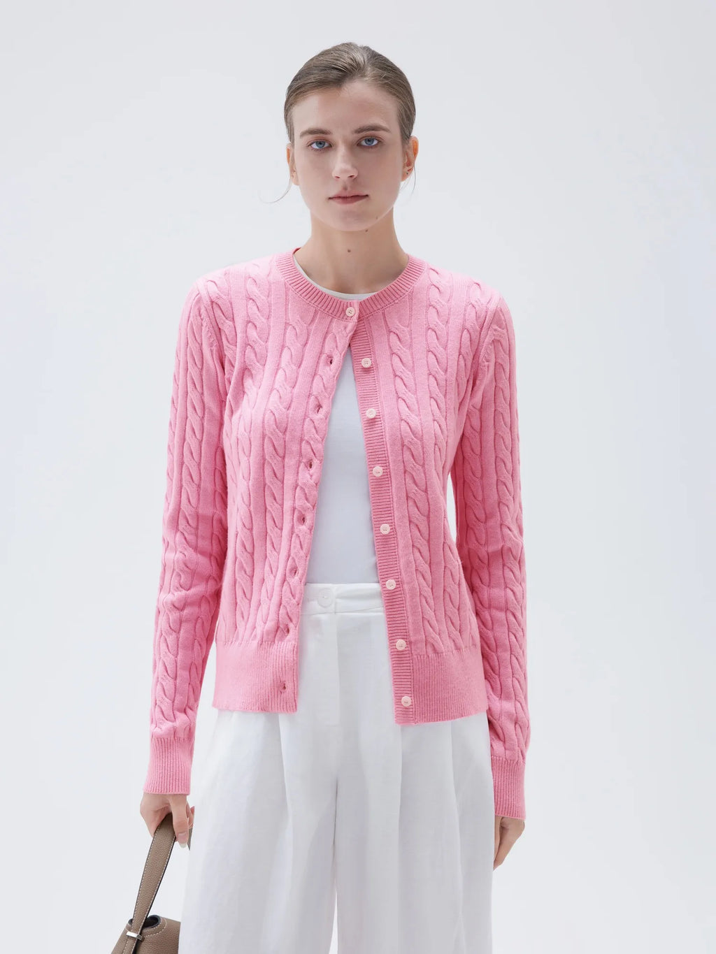 Cashmere Button Up Cable Sweater