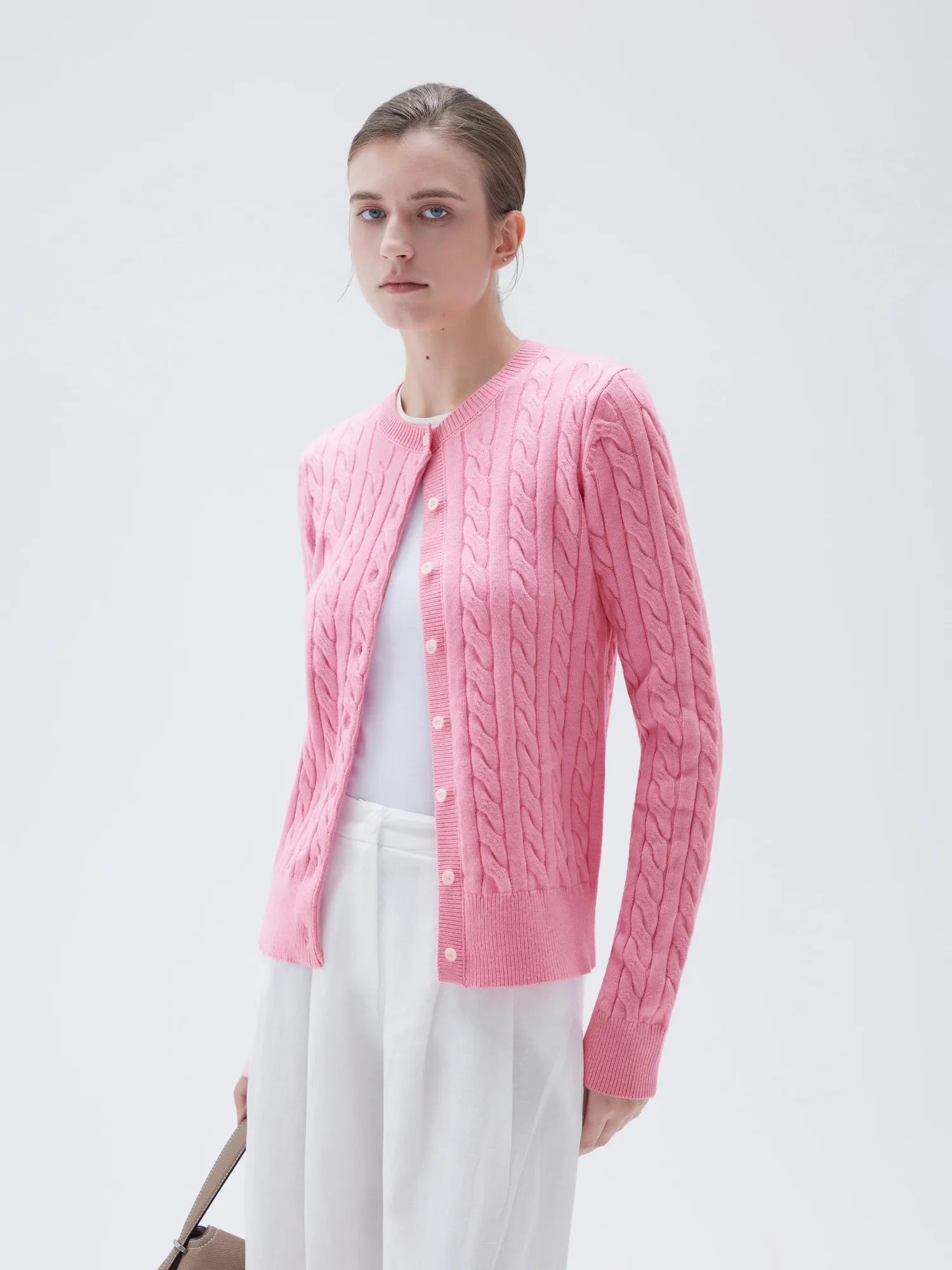 Cashmere Button Up Cable Sweater