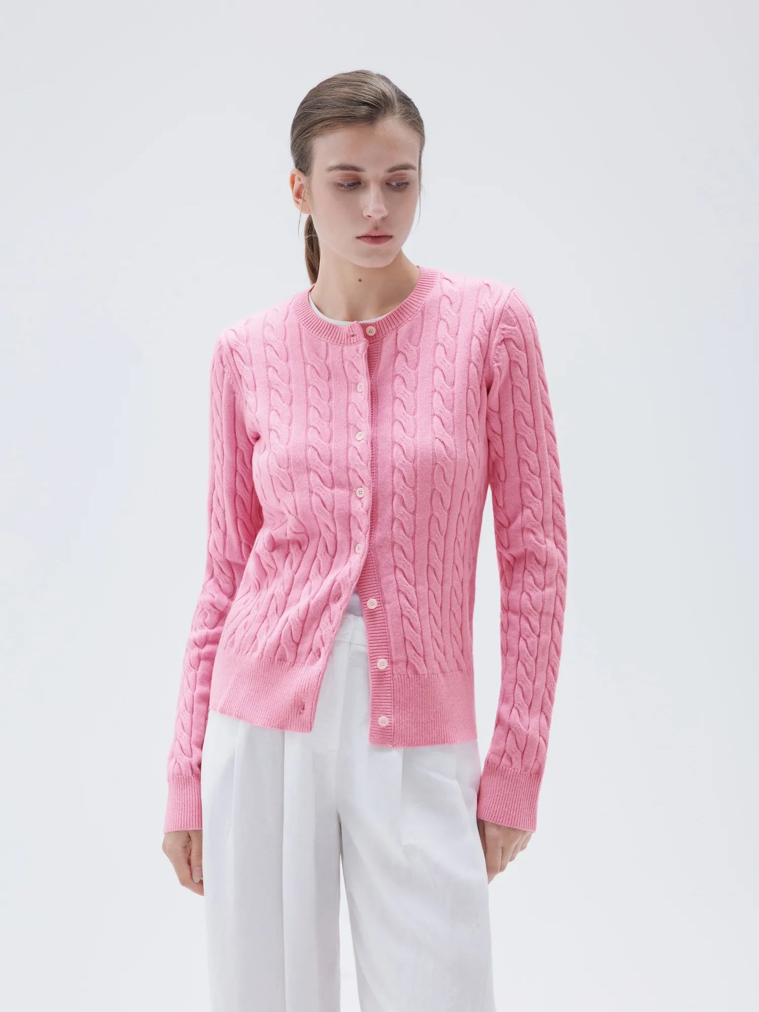 Cashmere Button Up Cable Sweater