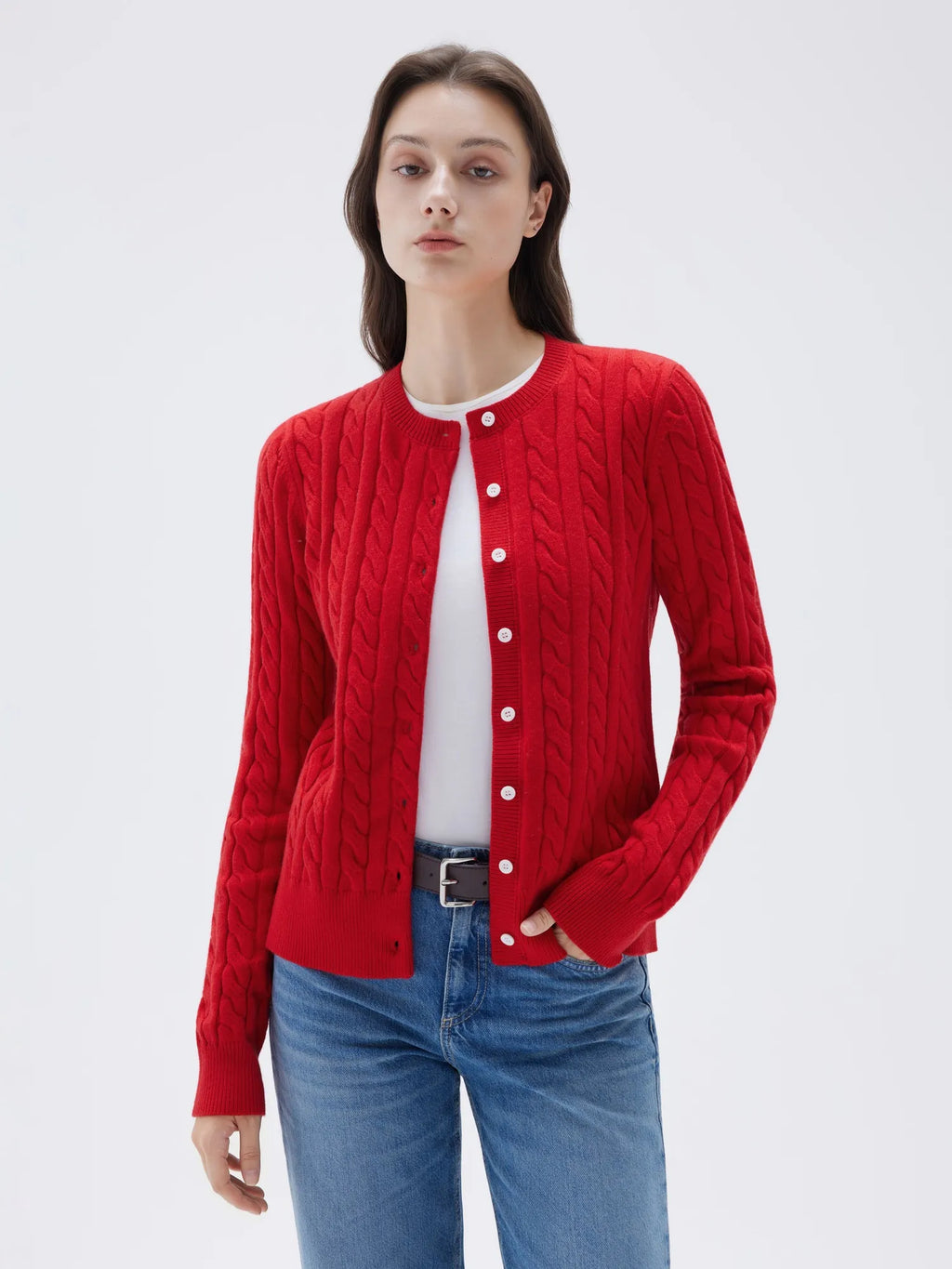 Cashmere Button Up Cable Sweater