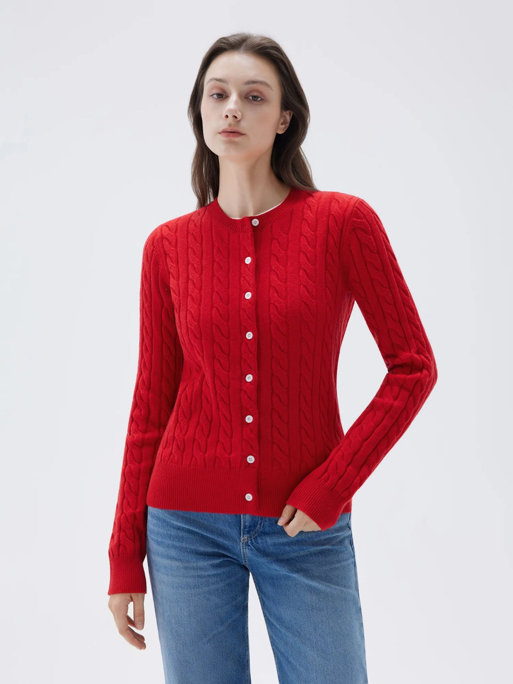 Cashmere Button Up Cable Sweater