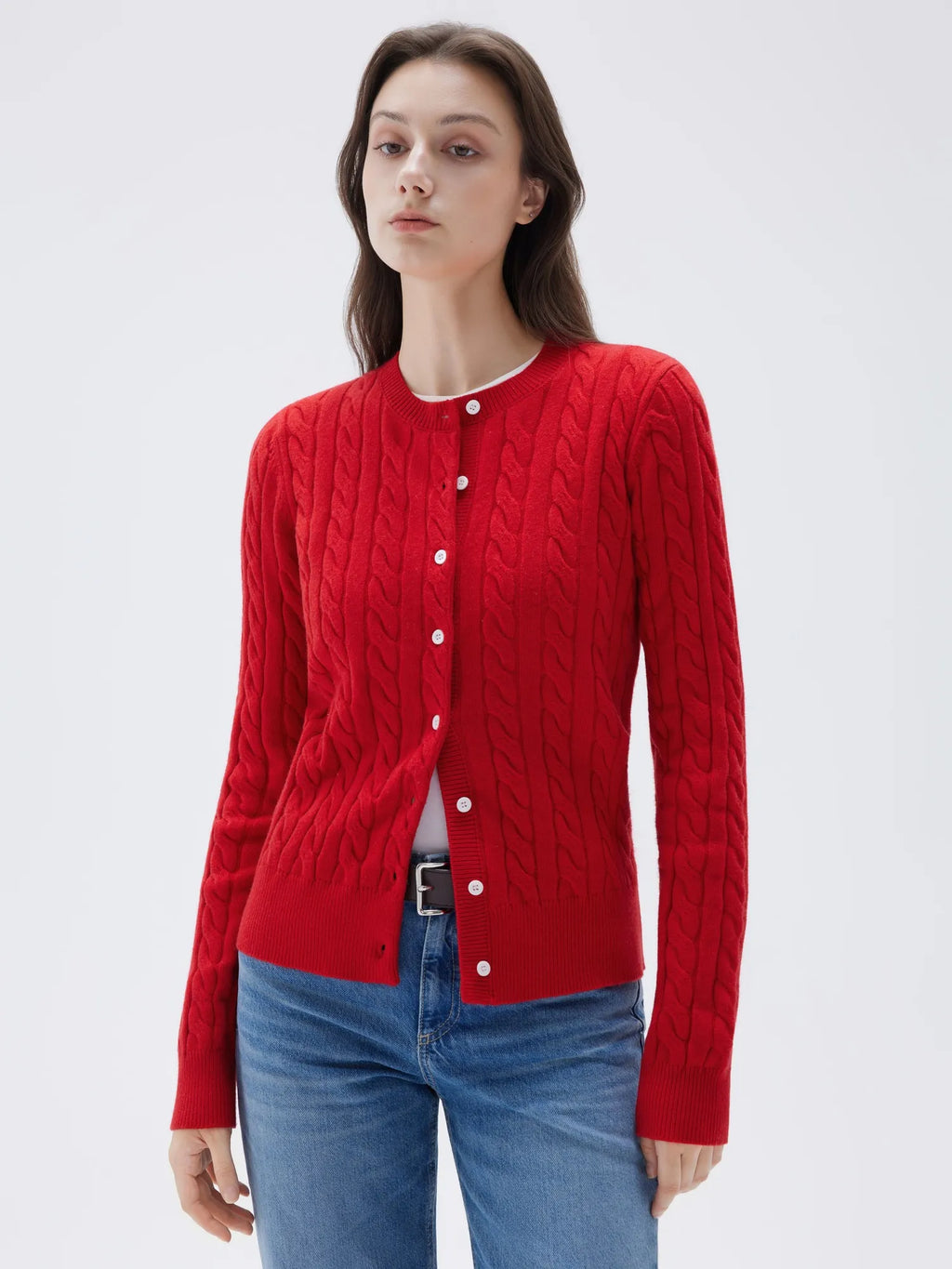 Cashmere Button Up Cable Sweater